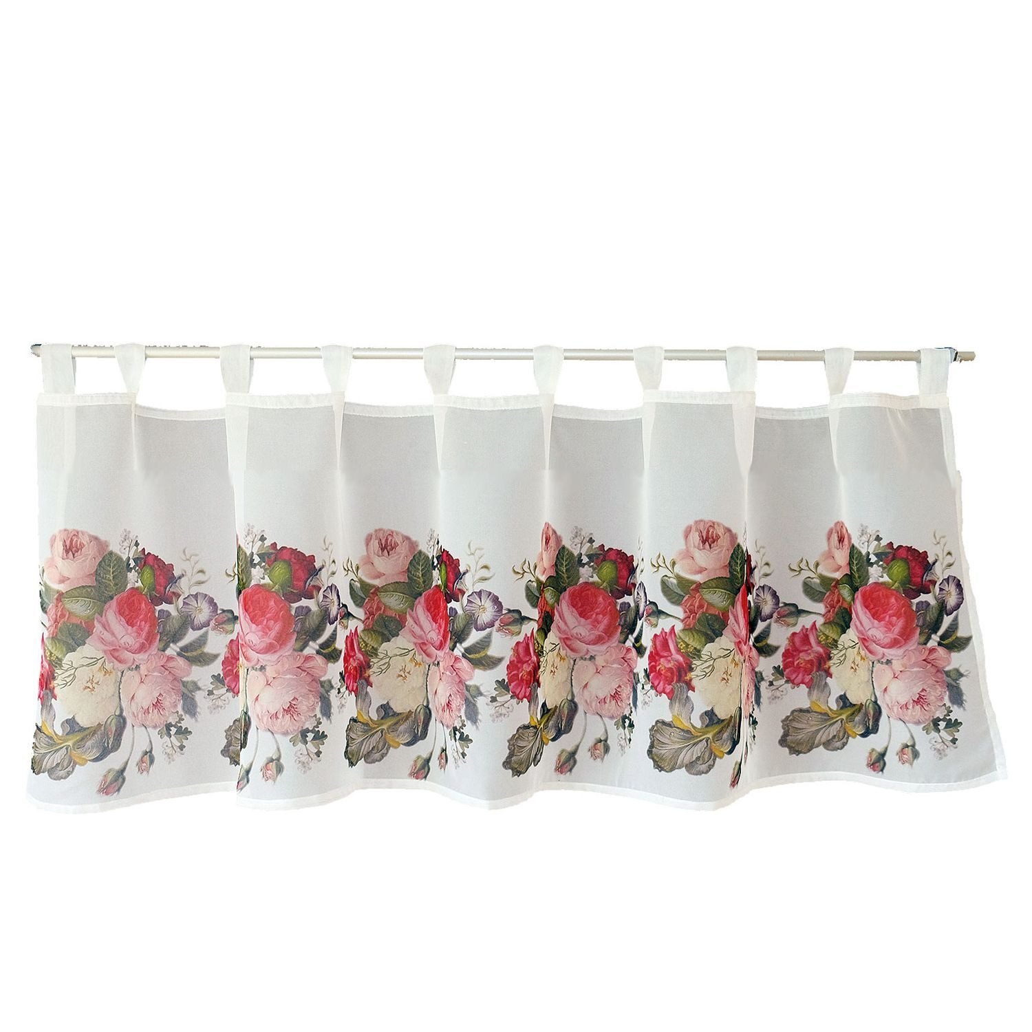 texpot Scheibengardine Gardine mit Druckmotiv Rosen Frühling Sommer Dekoration (1 St), Schlaufen, halbtransparent