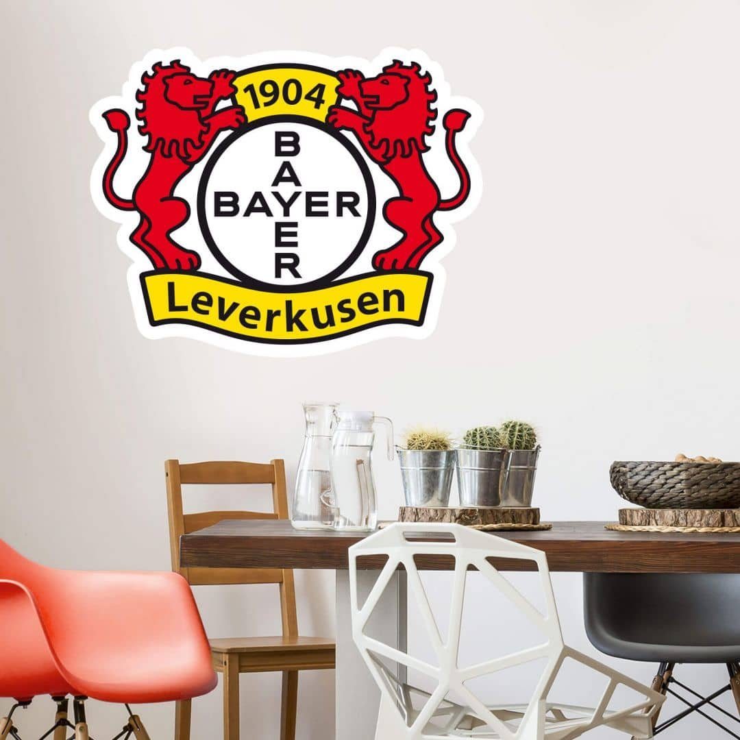 Bayer 04 Leverkusen Wandtattoo Fußball Wandtattoo Bayer 04 Leverkusen Logo Wappen Löwe Bundesliga Fans, Wandbild selbstklebend, entfernbar