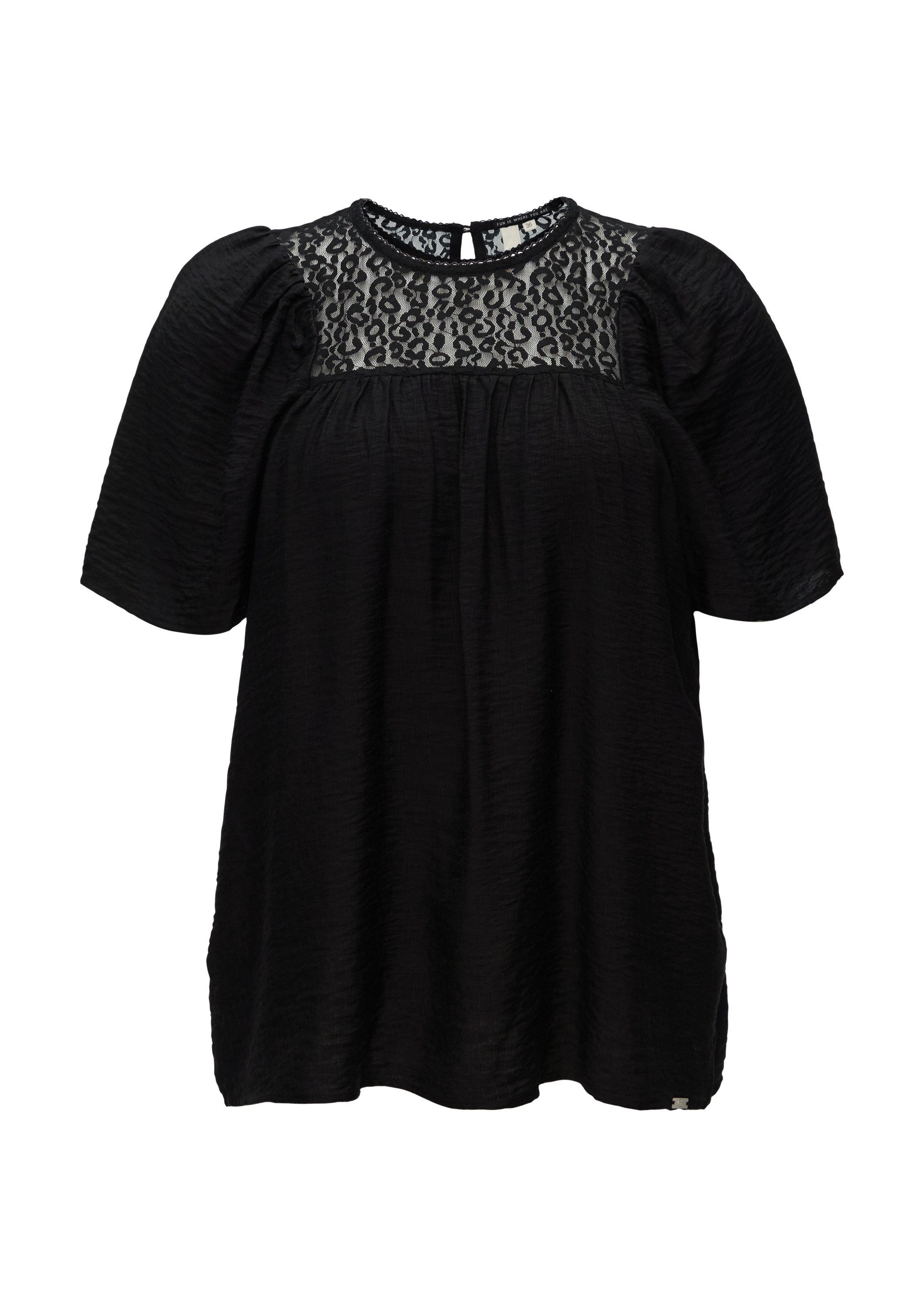 QS Kurzarmbluse Bluse Bluse mit Leo-Spitze günstig online kaufen