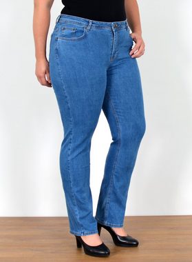 ESRA Straight-Jeans FG2 High Waist Jeans Damen Straight Hose Stretch bis Übergröße Plus Size