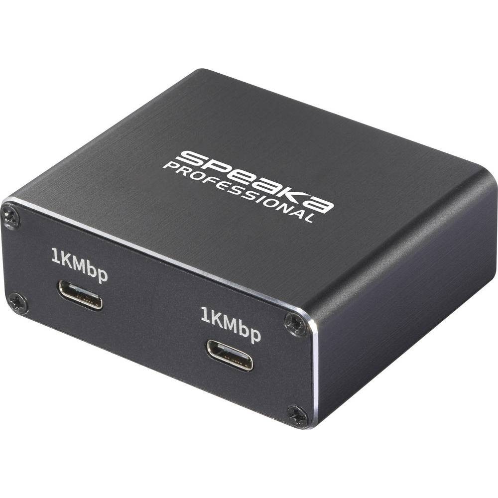 SpeaKa Professional SP-GNS-240 Splitter 2 Port USB-C® 1 GBit/s USB-Stromversorgung Netzwerk-Switch (USB-Stromversorgung)