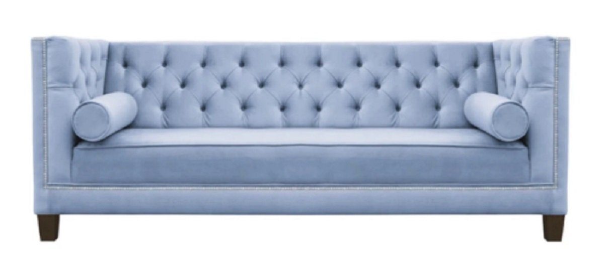 JVmoebel Chesterfield-Sofa Hellblauer Chesterfield Dreisitzer 3-Sitzer Sofa Luxus Couch Modern, Made in Europe