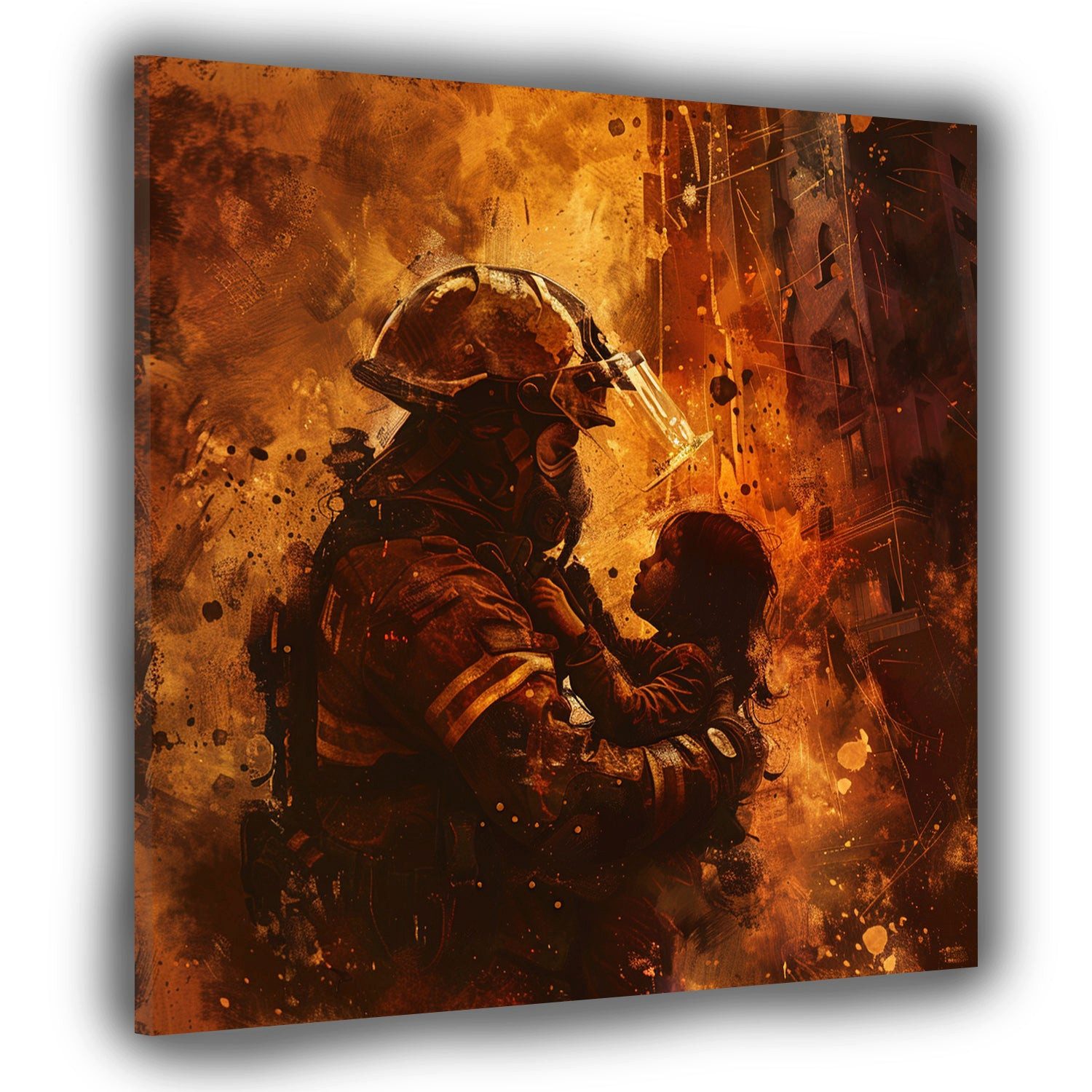 Artedinoi Leinwandbild Abstrakt Beautiful Job Feuerwehrmann Leinwandbild Wandbild Kunstdruck, Feuerwehrmann, abstrakt
