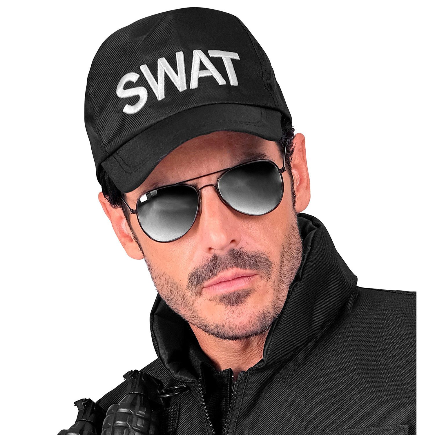 Widmann S.r.l. Kostüm S.W.A.T. Basecap - Mütze für Erwachsene, Schwarz