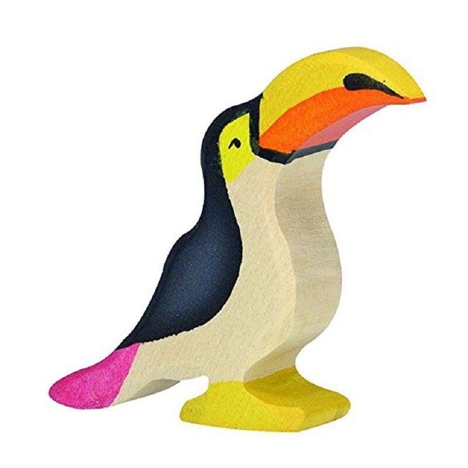 Vogel Tukan Spielfigur Holztier, Holztiger Spielfigur