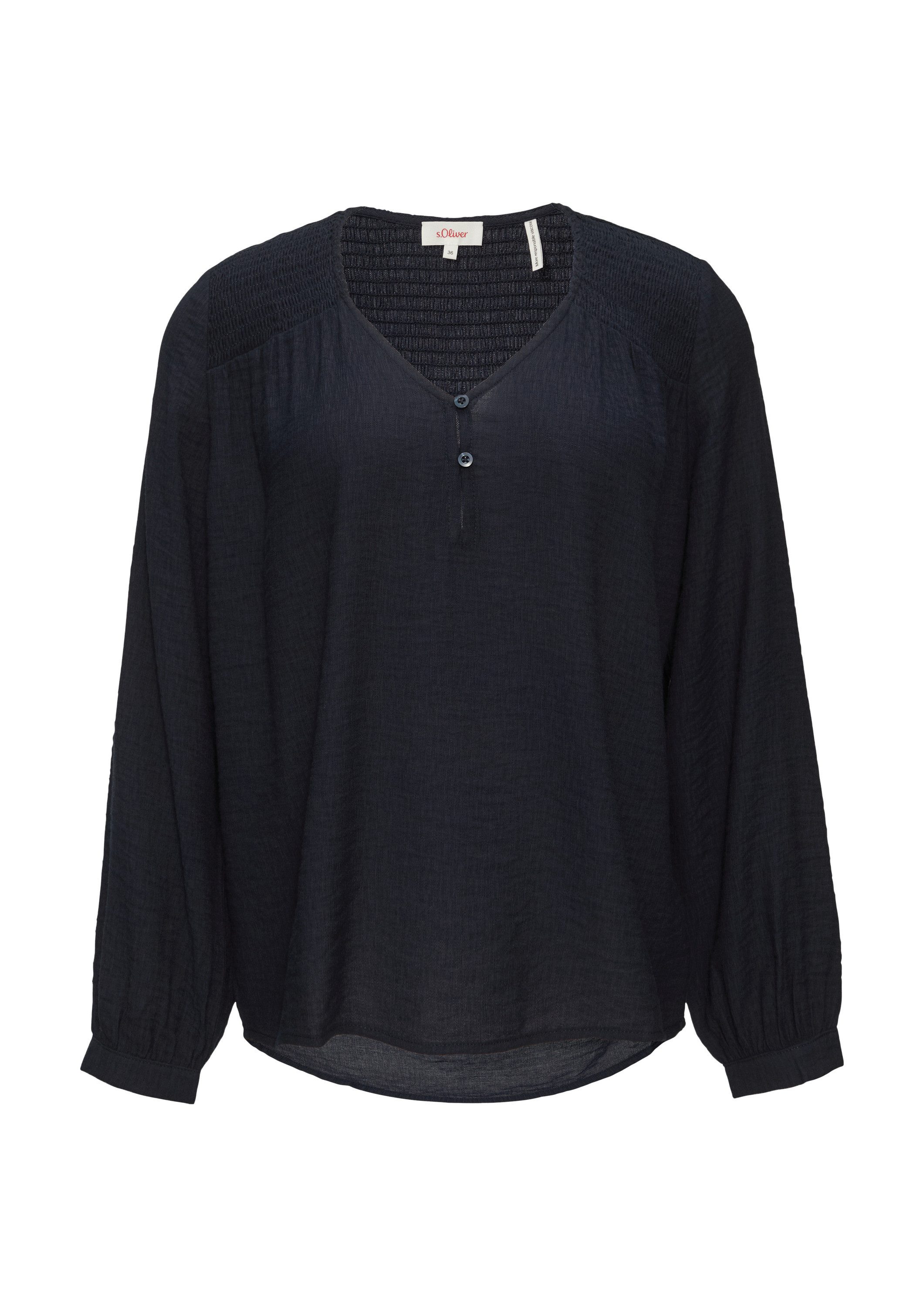 s.Oliver Langarmbluse Bluse Strukturierte Bluse aus Viskosemix mit Smok Det günstig online kaufen