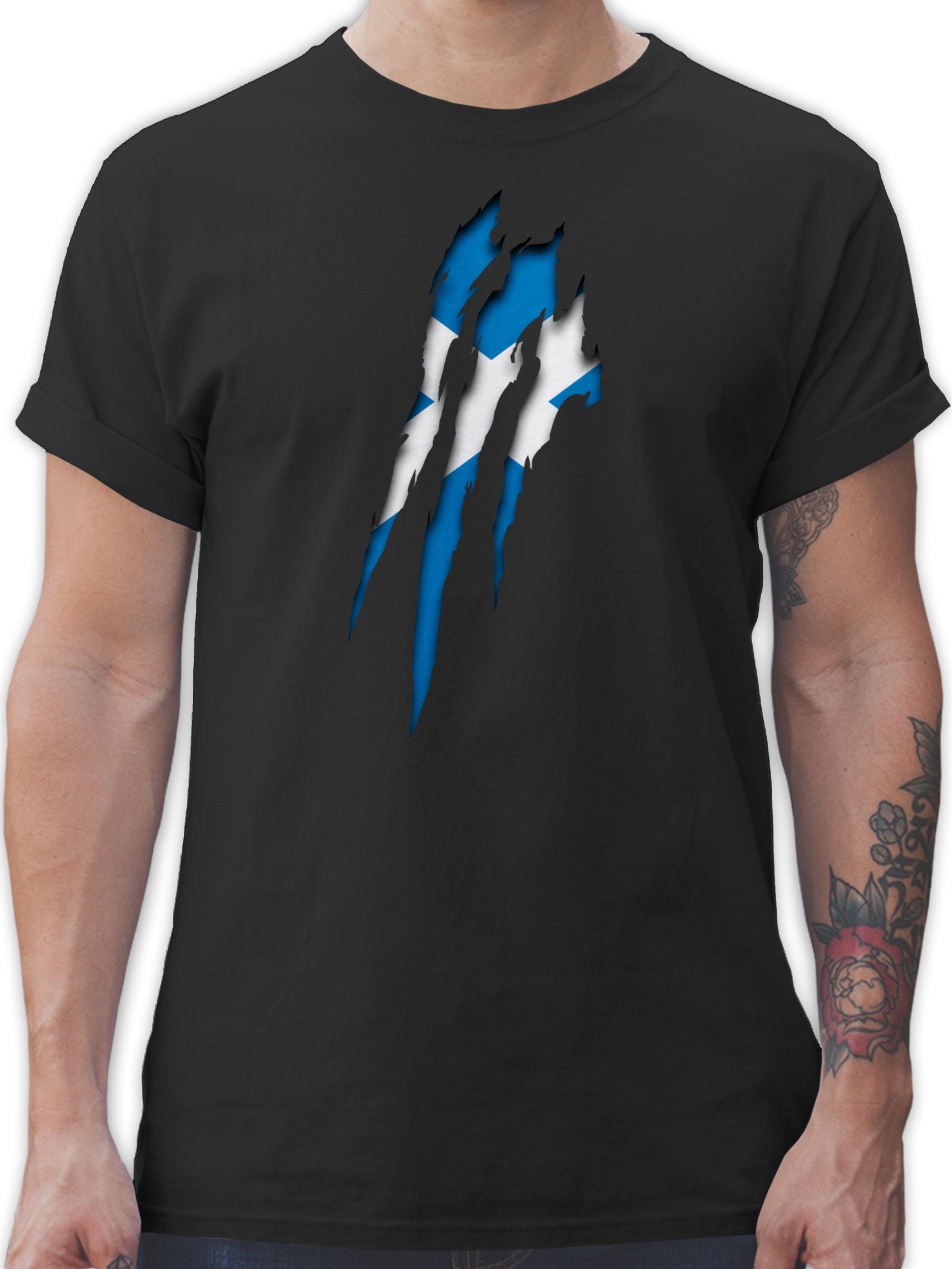 Shirtracer T-Shirt Schottland - Krallenspuren Fussball EM 2024 01 Schwarz