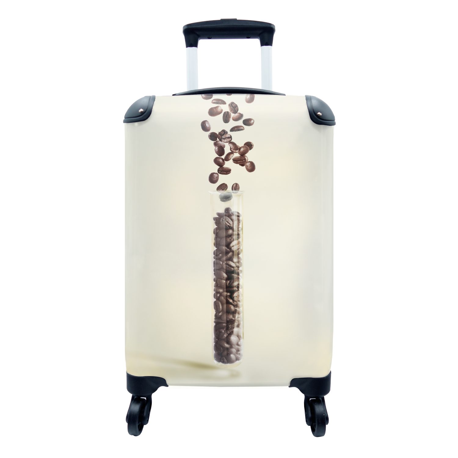 MuchoWow Handgepäckkoffer Reagenzglas mit den bitteren Kaffeebohnen, 4 Rollen, Reisetasche mit rollen, Handgepäck für Ferien, Trolley, Reisekoffer