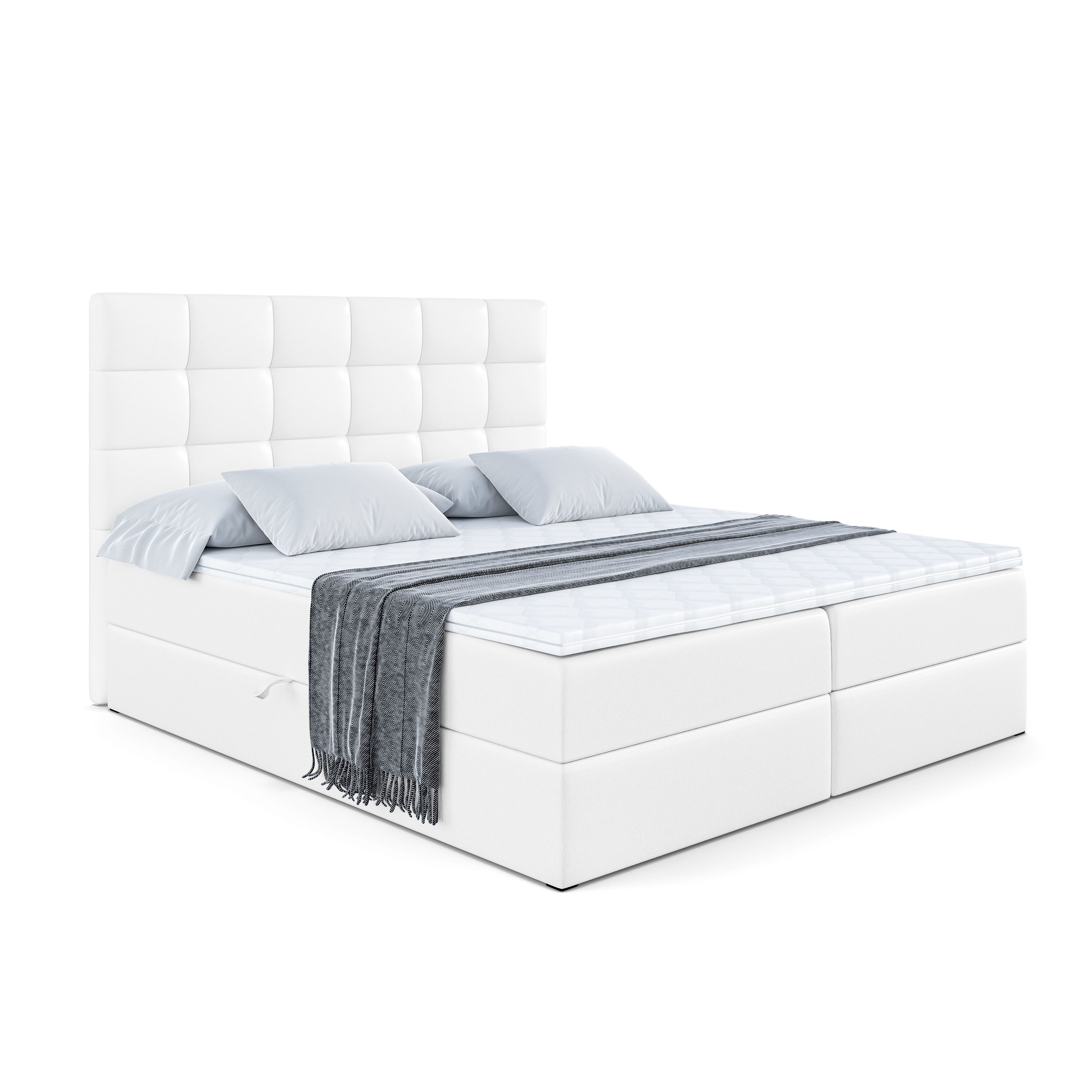 ALTDECOR Boxbett BRUGO (mit Matratze Lattenrost Topper Polsterbett mit Bettkasten Doppelbett), H4 Multipocket / H3 Bonellfederung, Springboxbett Boxspringbett