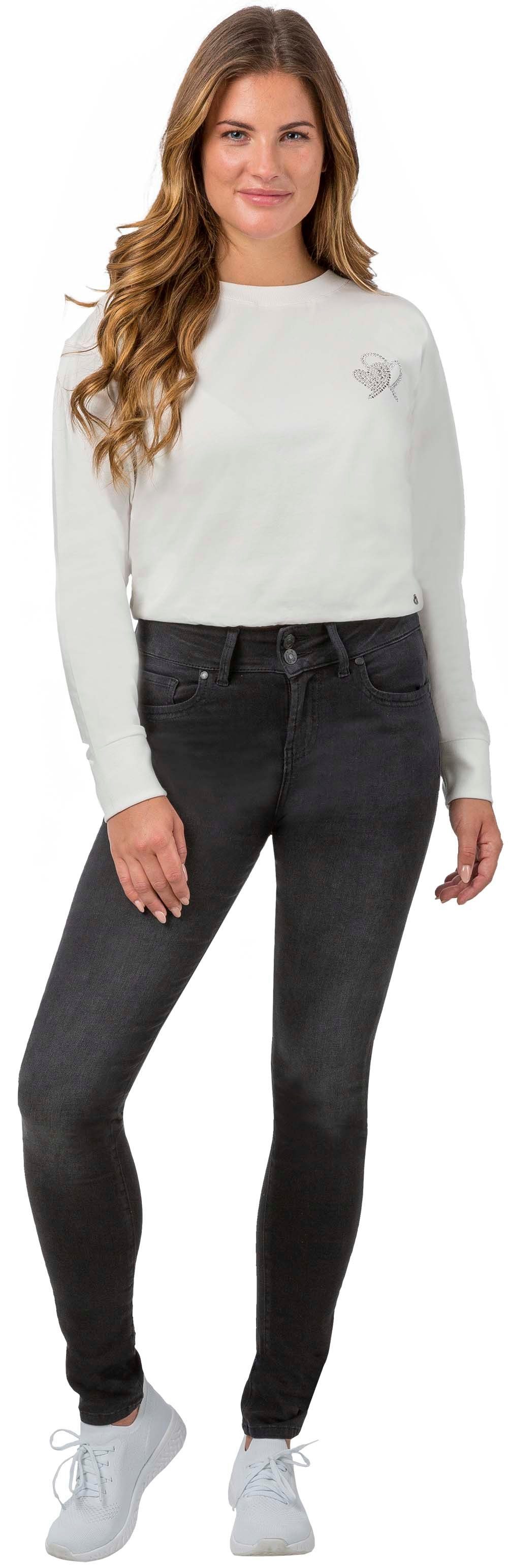 Gio Milano Stretch-Jeans Gio-Elisa 5-Pockets Style black washed