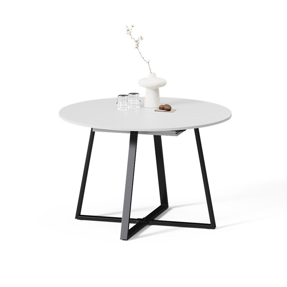 Livinity® Esstisch Firenze, Weiß/Schwarz, 120 x 120 cm ausziehbar (1-St)