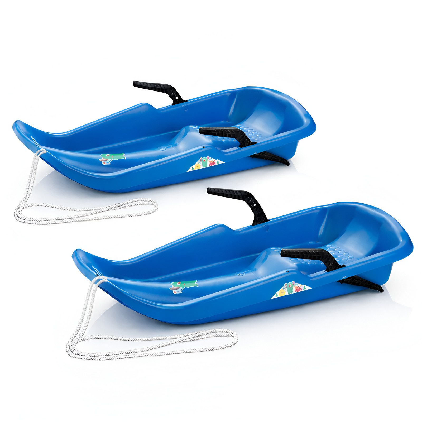 Schlitten 2x Schlitten Twister Race Rodel Kinderschlitten mit Bremsen Blau