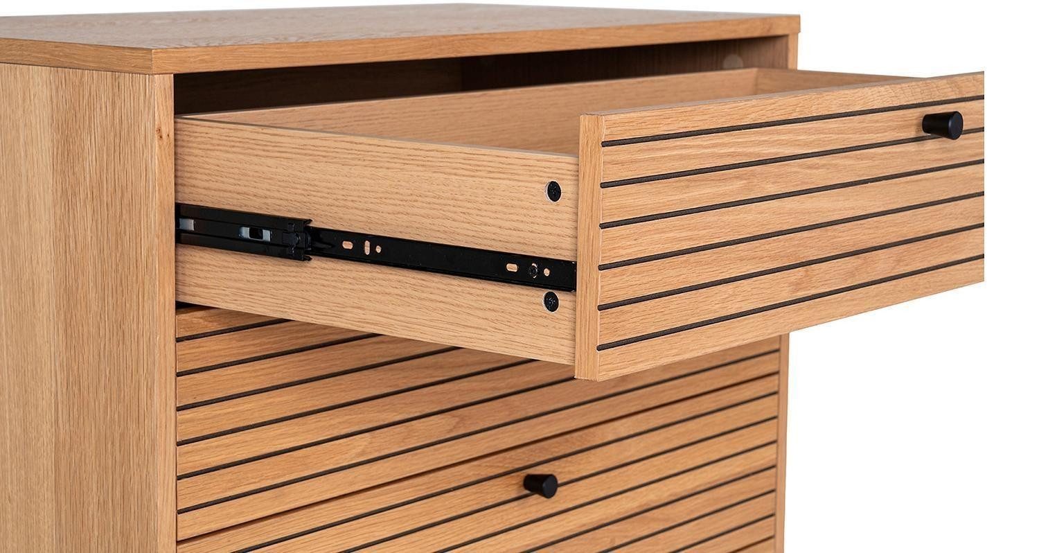 House Nordic Kommode KYOTO, Braun, Eichenholzfurnier, MDF, 4 Schubladen, B 80 x H 85 x T 40 cm