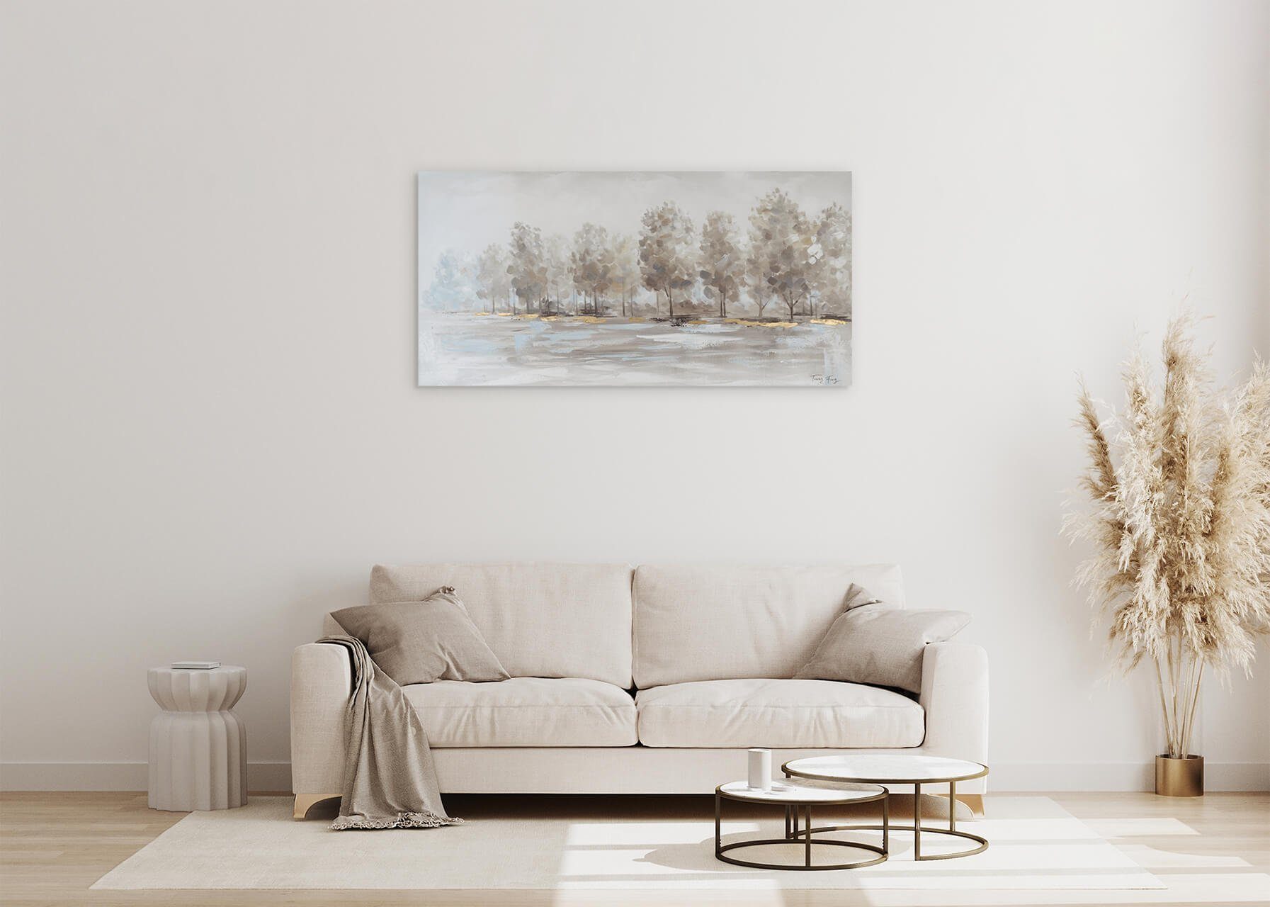 cm, aufs 100% Wandbild Ausflug 120x60 Gemälde Land Leinwandbild HANDGEMALT Wohnzimmer KUNSTLOFT