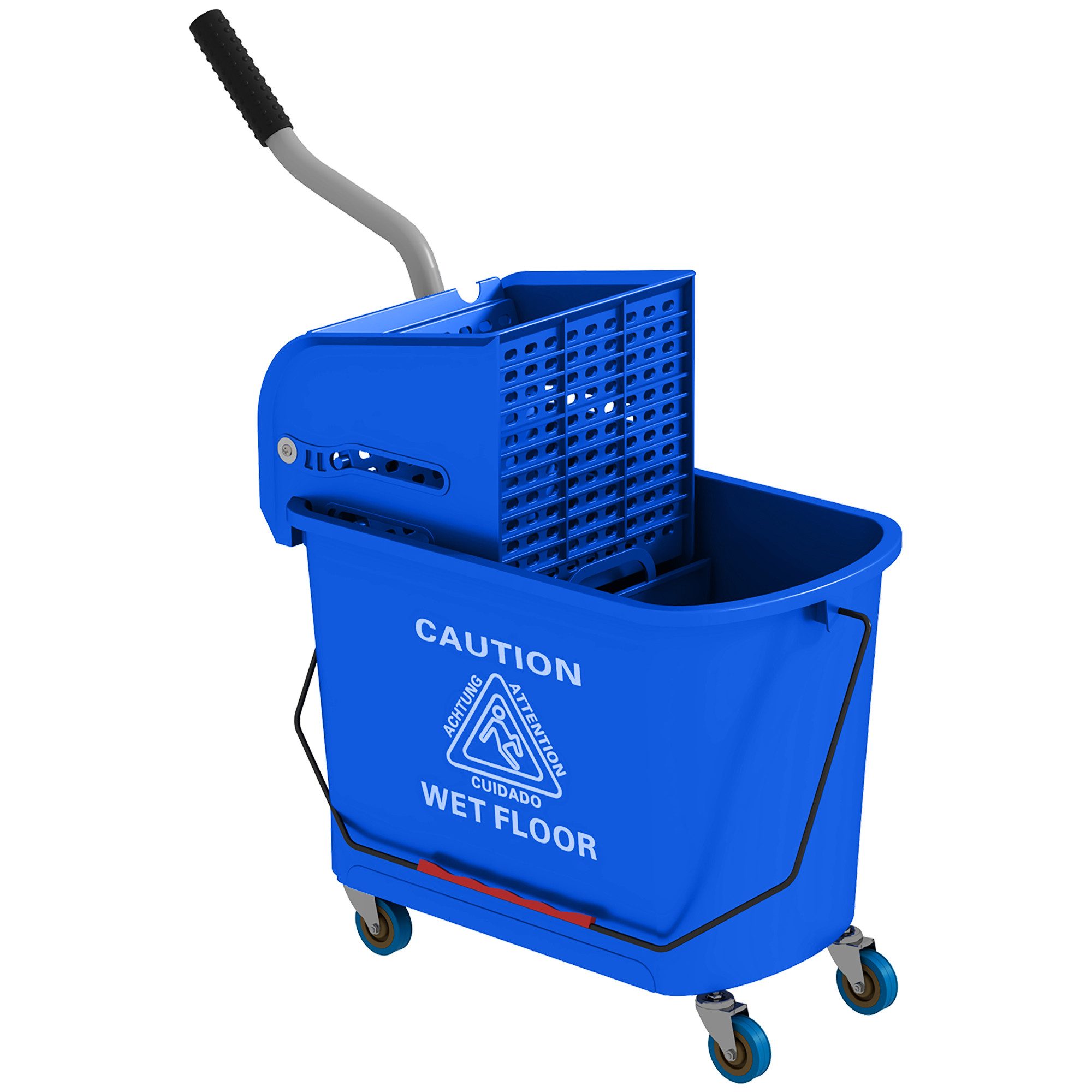 HOMCOM Ведро для очистки 20 Fahreimer, (Wischwagen, 1-tlg., Putzwage), mit Presse 2 Kammern Blau