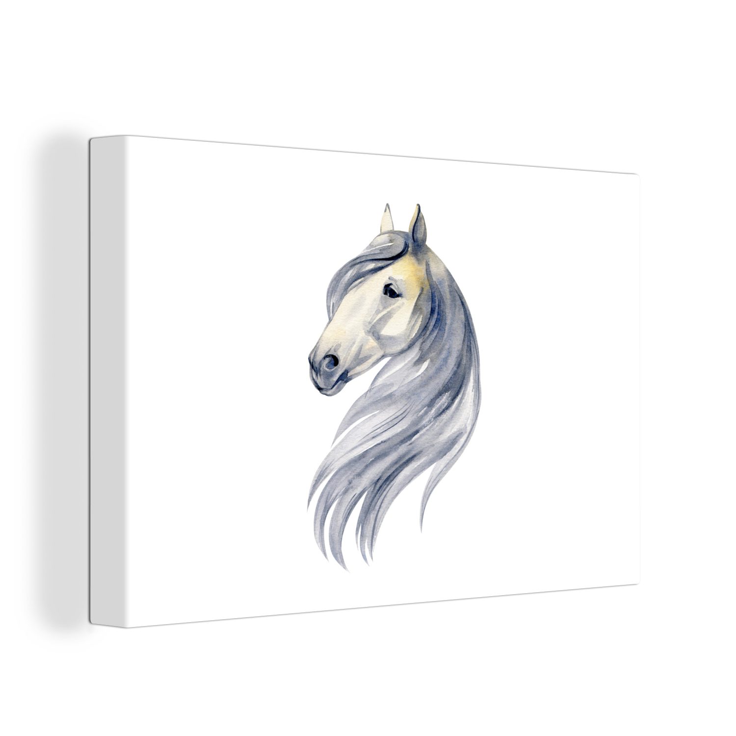 OneMillionCanvasses® Leinwandbild Pferd - Aquarell - Tier - Mädchen - Kinder - Mädchen, (1 St), Wandbild Leinwandbilder, Aufhängefertig, Wanddeko, 30x20 cm
