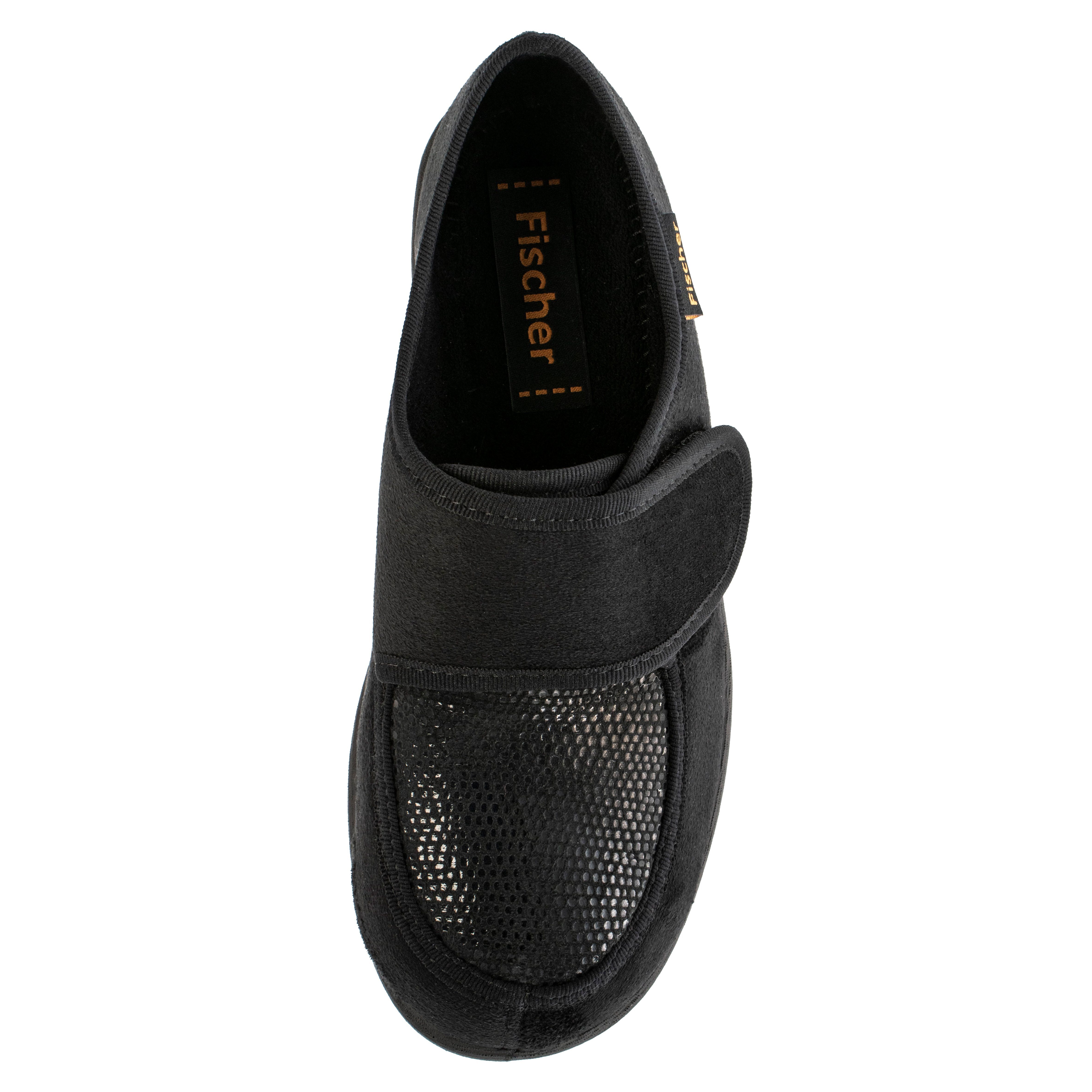 Fischer-Markenschuh Dora Hausschuh Reptilstretch, Klettverschluss, Weite H