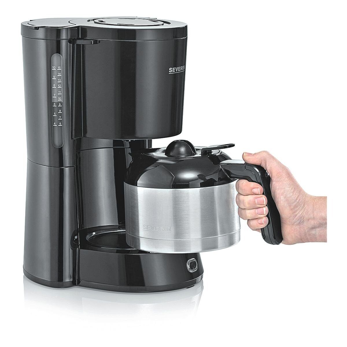 1l Severin Filterkaffeemaschine, Watt mit bis Kaffeekanne, Thermokanne, 8 1000 Tassen,