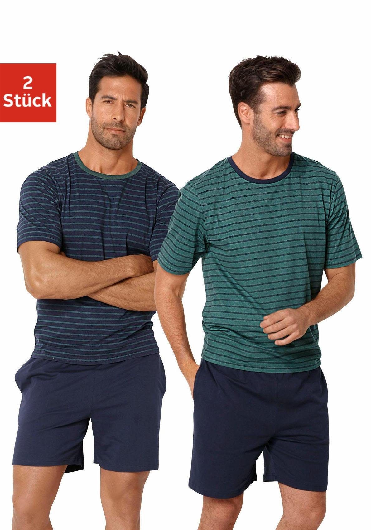 le jogger® Pyjama (4 tlg., 2 Stück) Schlafanzug im Streifendesign