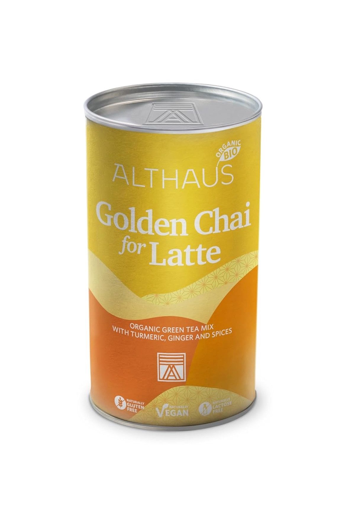 LK Trend & Style Tee ALTHAUS Golden Chai for Latte, 1 x 300 g, (kann heiß oder kalt serviert werden, Grüntee-Mischung mit Kurkuma, Ingwer und Gewürzen), Latte mit erdig-holzigen Kurkuma-Noten und aromatischen Chai-Gewürzen.