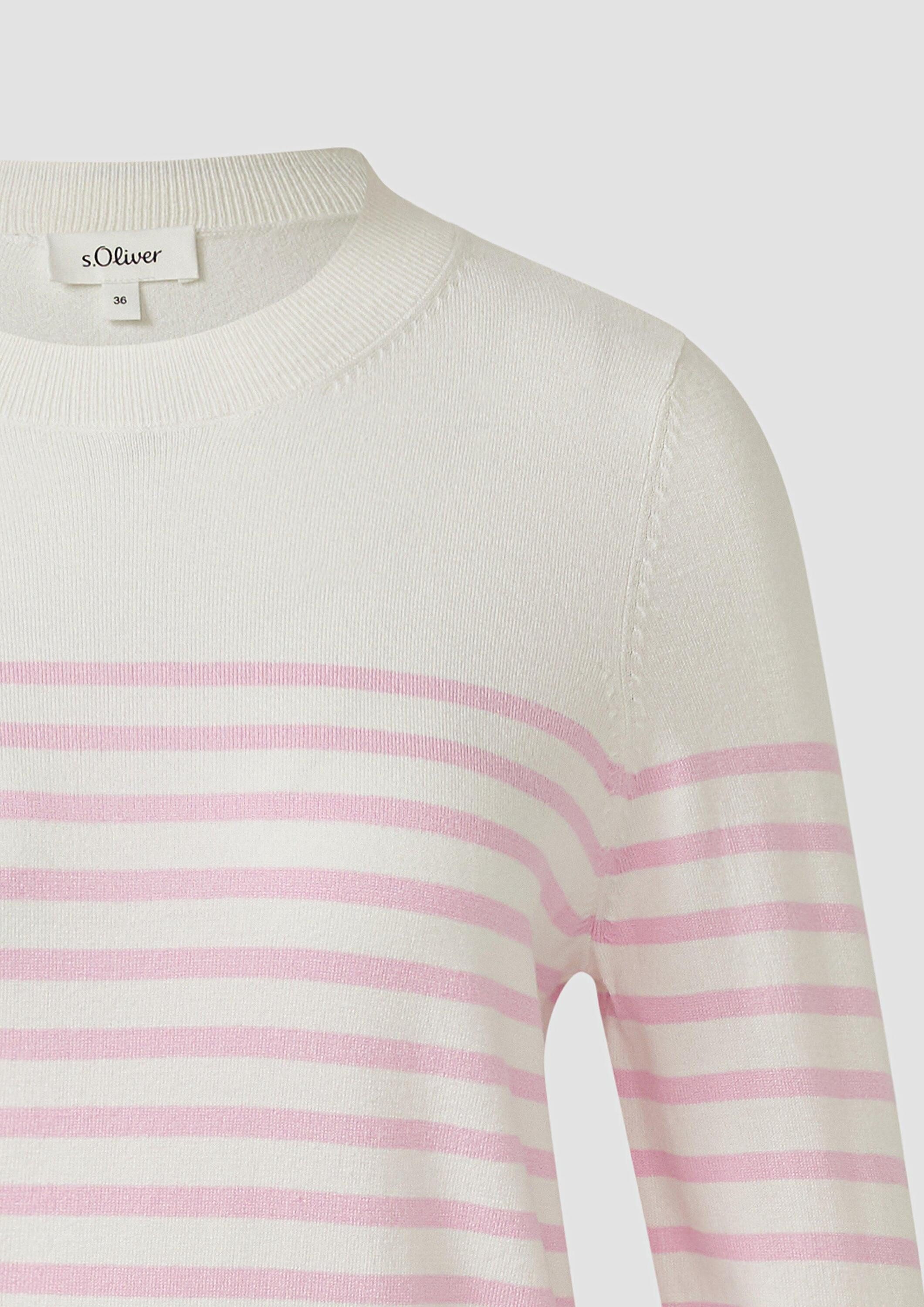 s.Oliver Longpullover Strickpullover Gestreifter Pullover aus Viskosemix