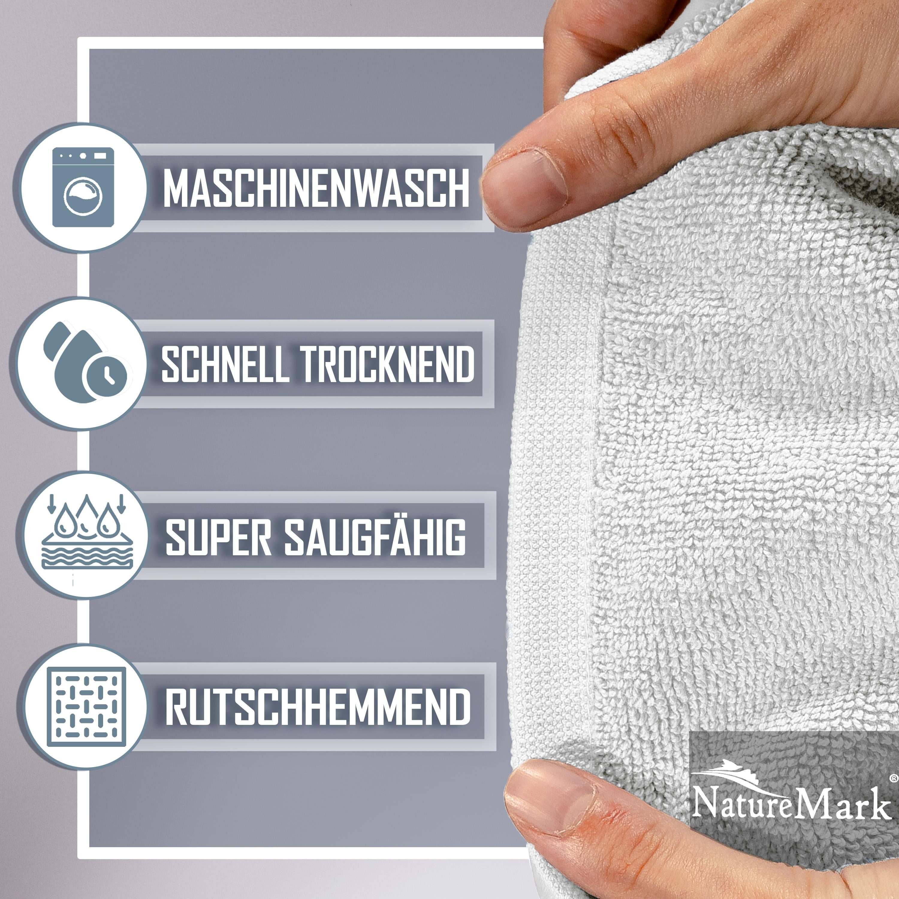 NatureMark Badematte 2er-Set Badvorleger 50x80cm, strapazierfähig, günstig online kaufen