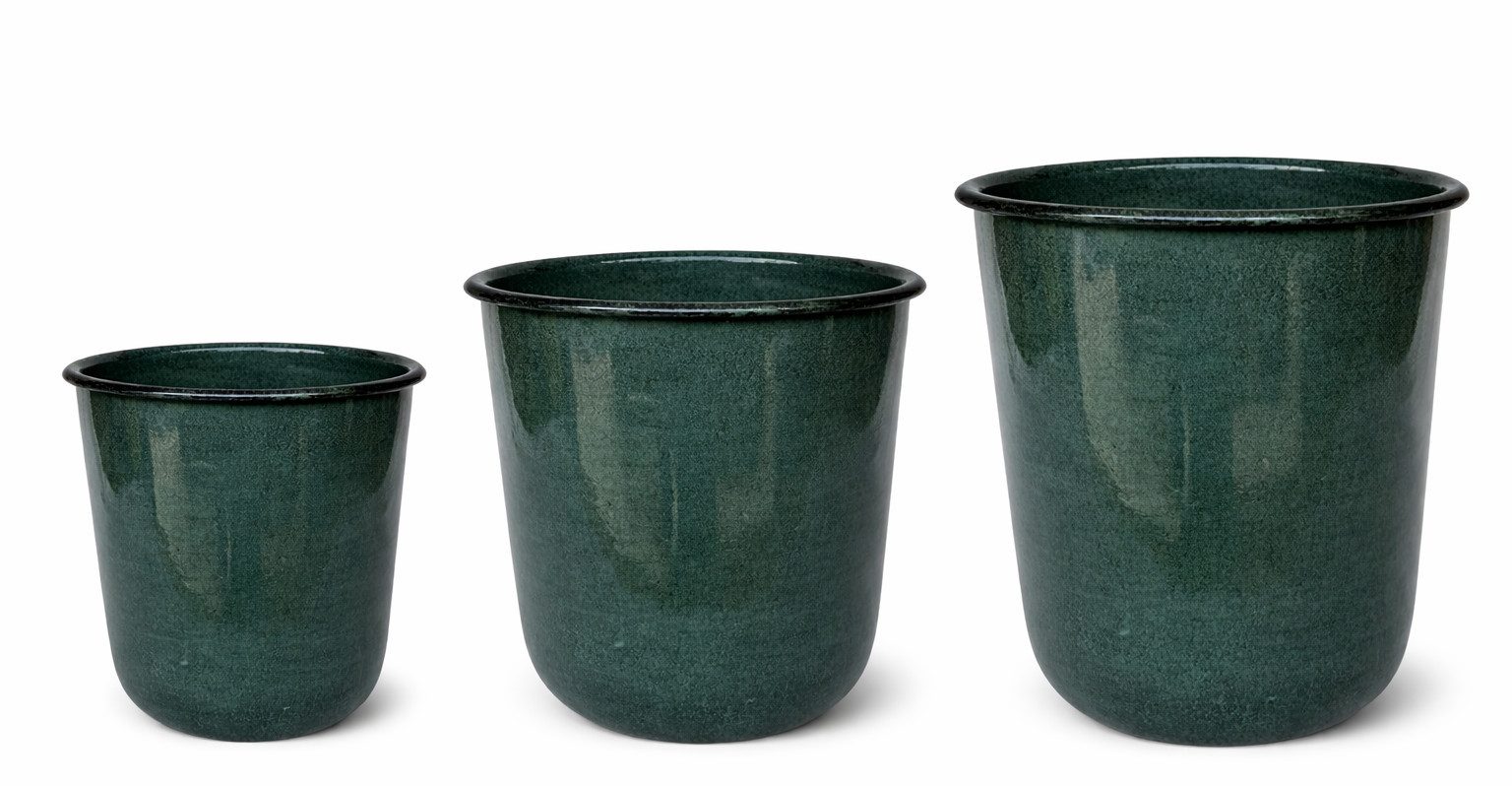 finehomegarden Pflanzkübel Metall Kübel Pflanzgefäß dunkelgrün Pflanztopf Ø26+28+32cm Blumenkübel (1 St), Pflanzschale Blumentopf Garten 3Größen wählbar / Paket