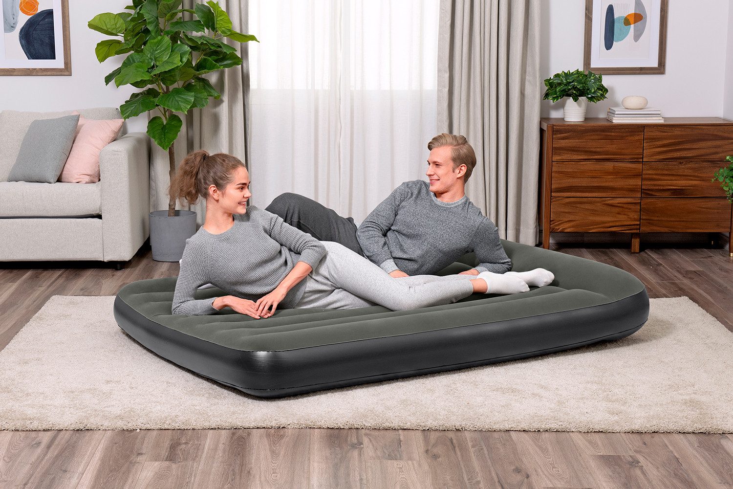 Bestway Luftbett TriTech® 191 x 137 x 30 cm, (Packung, 1-tlg., Für 2 Personen), Ideal für den Innen- und Außengebrauch