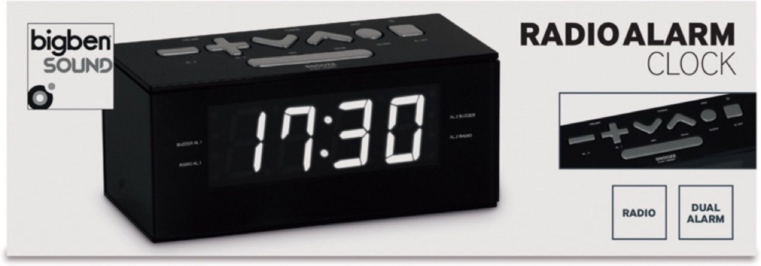 Radiowecker Radiowecker schwarz Display RR60 Radio FM Bigben AU321982 dimmbares BigBen