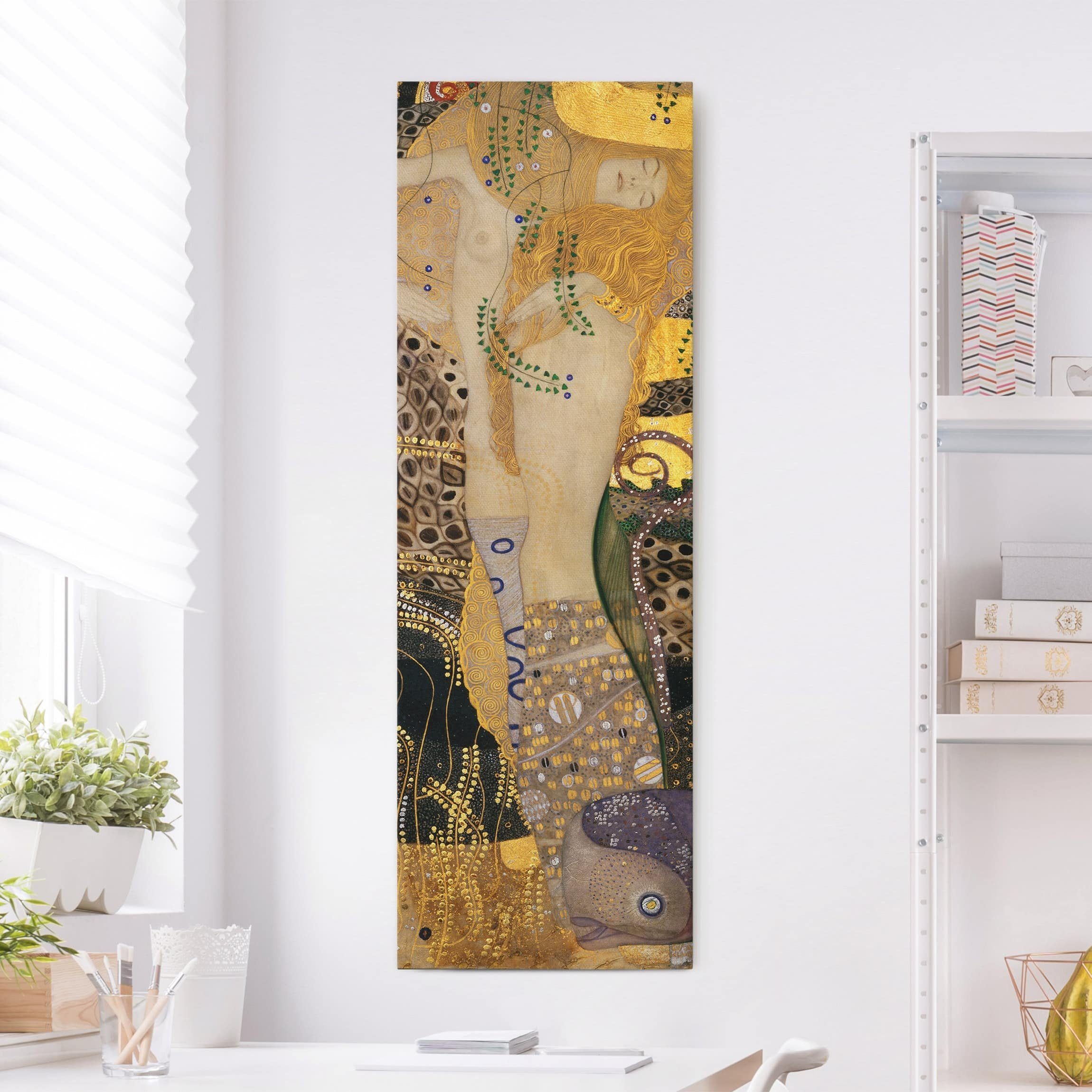 Bilderdepot24 Leinwandbild Kunstdruck Gustav Klimt Wasserschlangen gold Bild auf Leinwand XXL, Bild auf Leinwand; Leinwanddruck in vielen Größen