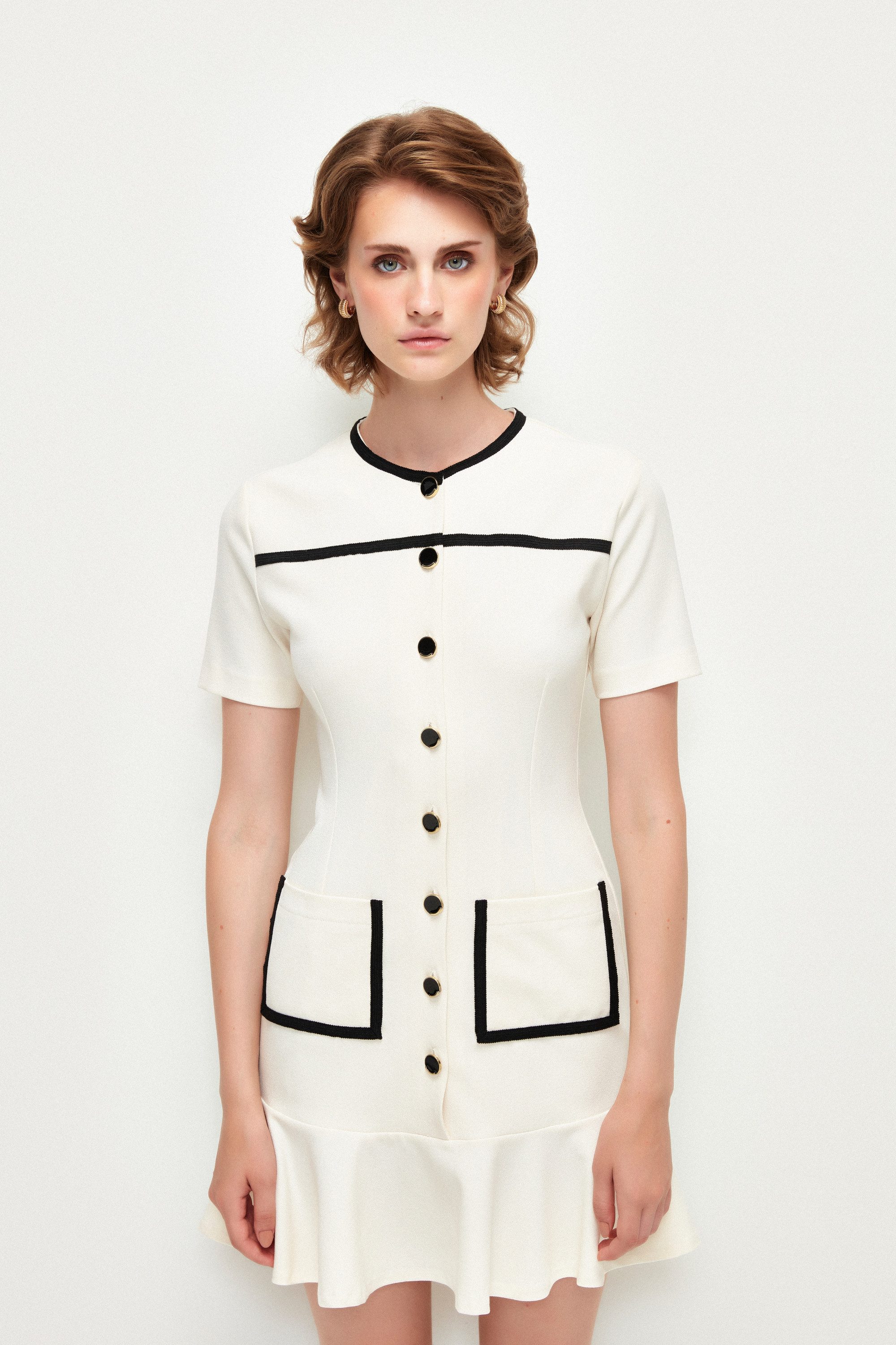 adL Minikleid Minikleid mit Kontrastbesatz