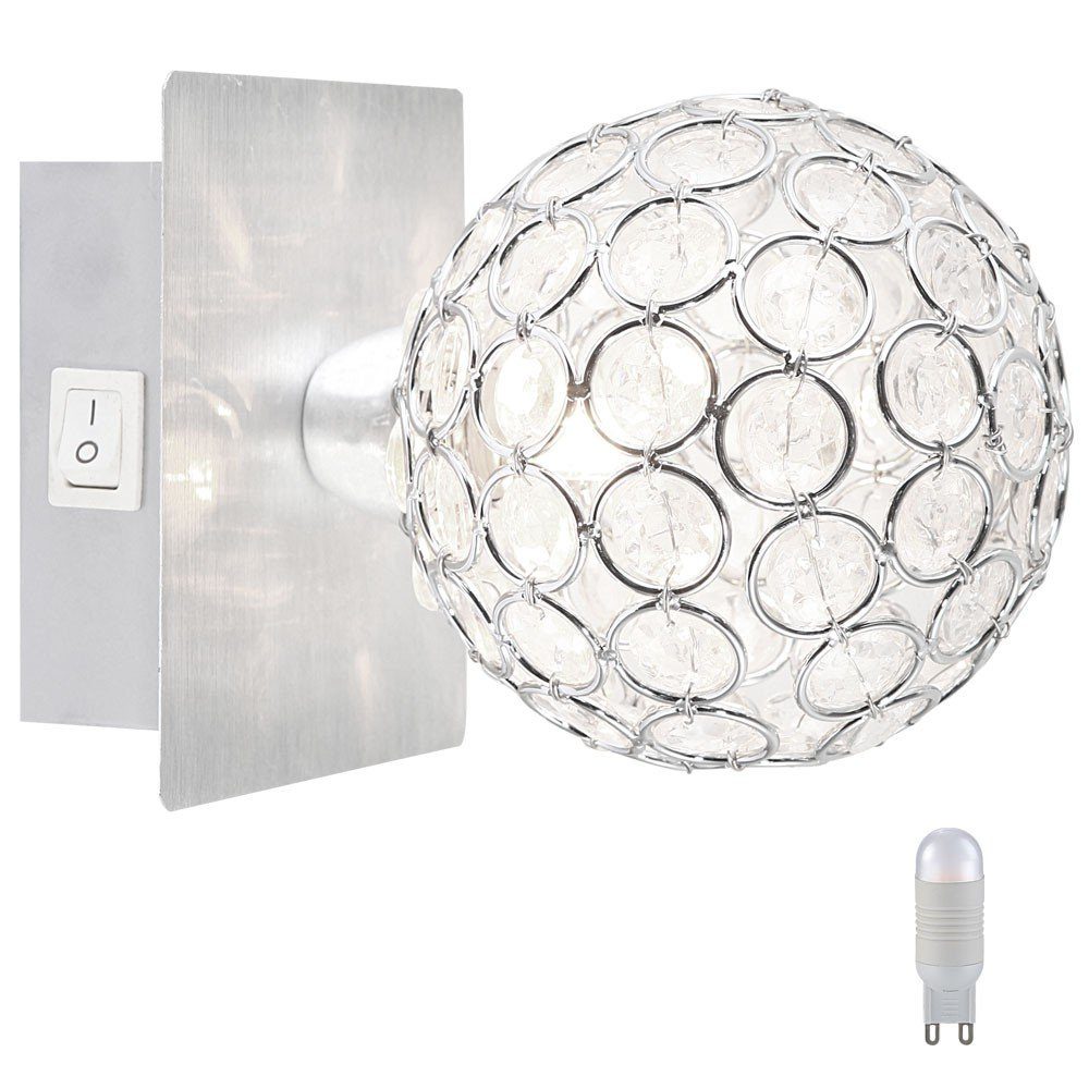 Lampe Spot LED Wandleuchte, Kristall inklusive, Schalter- etc-shop Warmweiß, Leuchtmittel Kugel LED Design Wand Leuchte