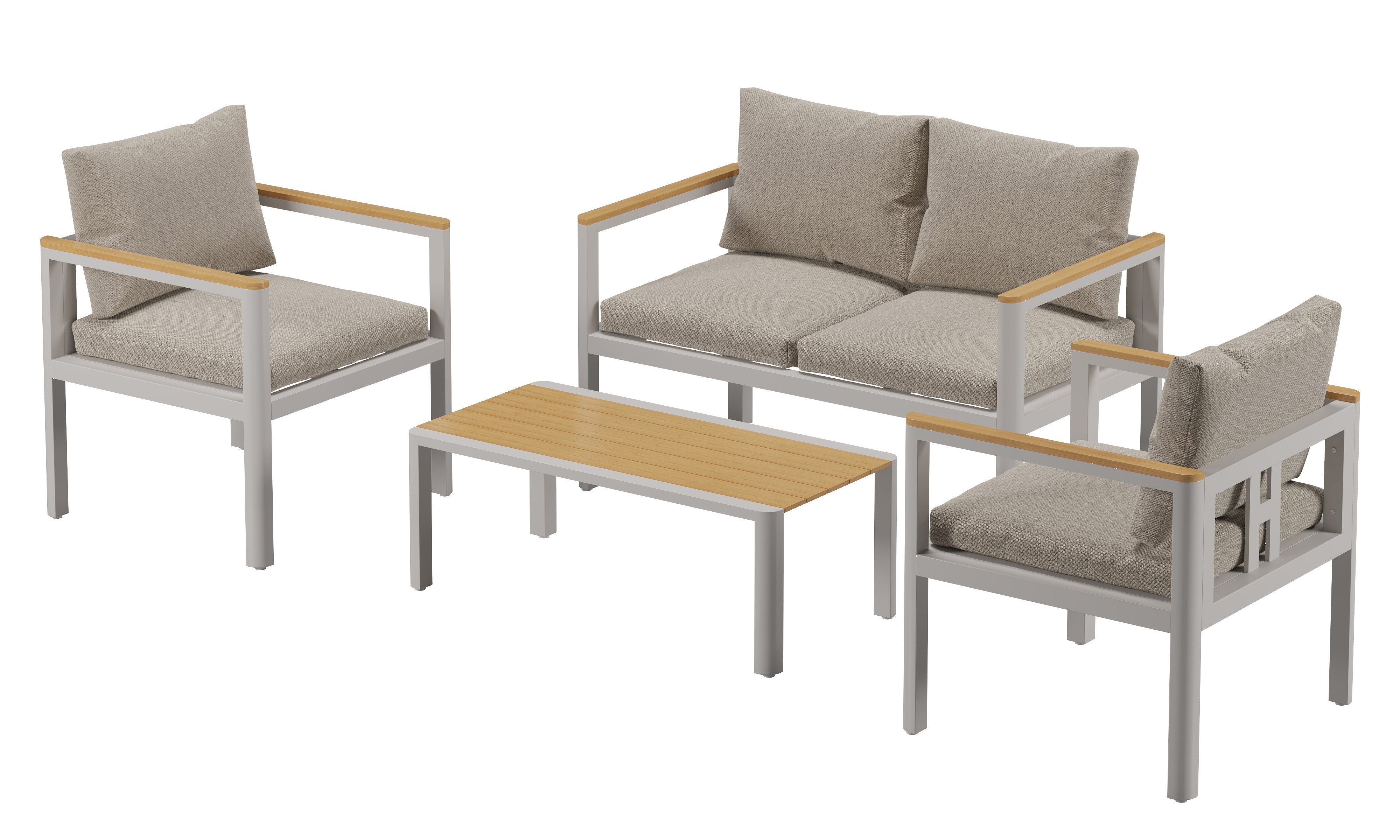 MeXo Gartenlounge-Set, (Gartenmöbel Set Aluminium, 4-tlg., günstig online kaufen