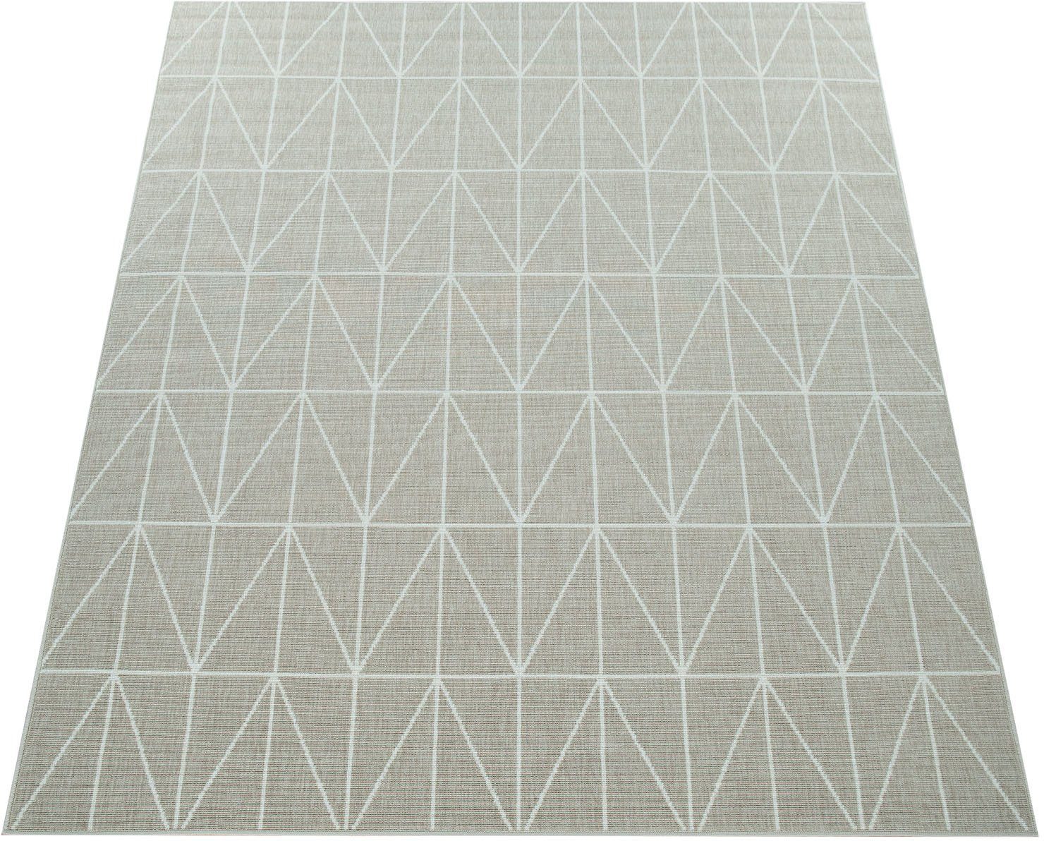Teppich Brugge 224, Paco Home, rechteckig, Höhe: 4 mm, Flachgewebe, modernes gemetrisches Muster, In- und Outdoor geeignet beige