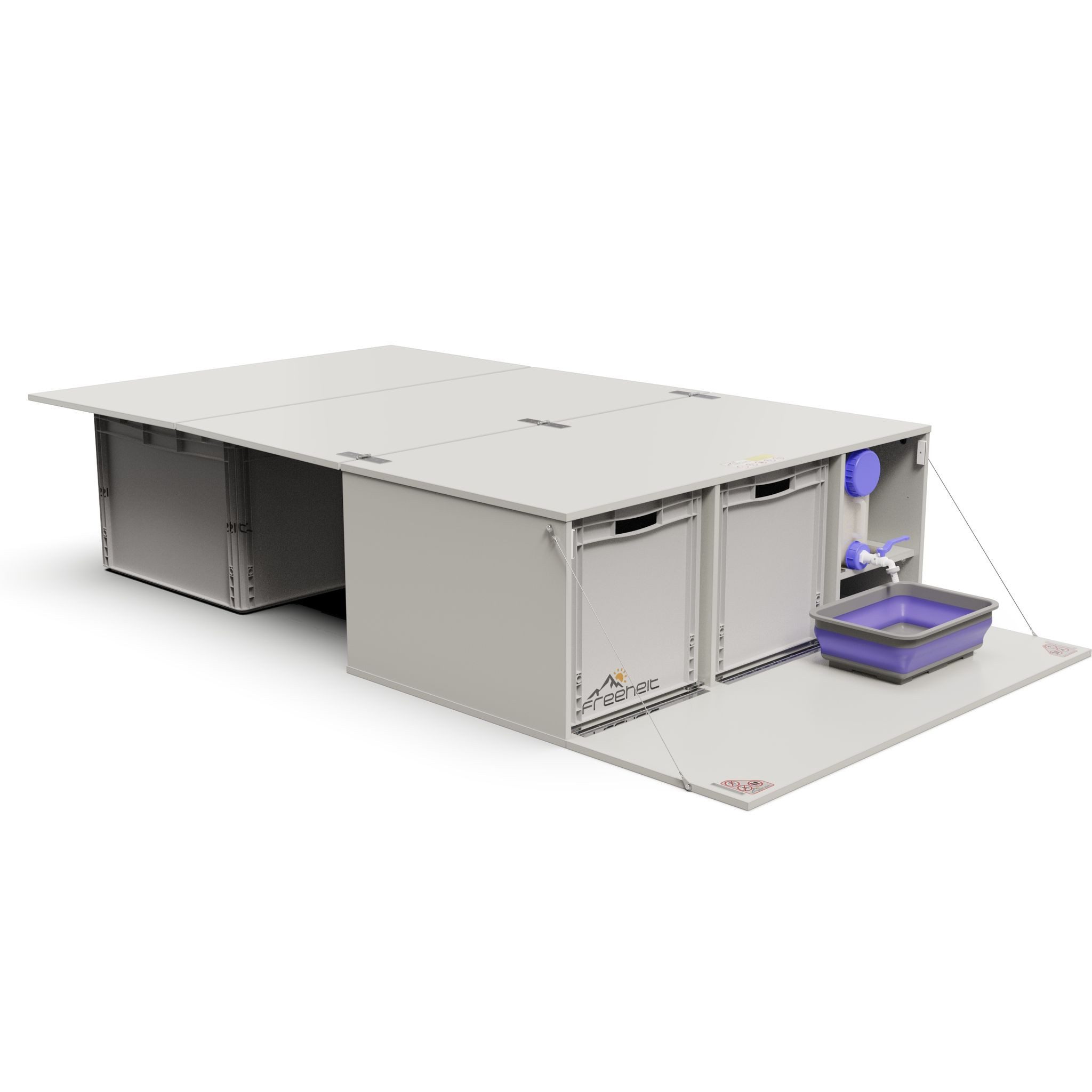 freeheit Schrankmodule (Van Kombi Heckküche Campingbox Küchenmodul Schlafsystem mit Euroboxen) Minivan Hochdachkombi Mikrocamper Küchenblock Freeheit Flexicamp 1010