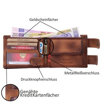 SHG Geldbörse ◊ Herren Leder Börse Portemonnaie, Brieftasche mit Münzfach RFID Schutz mit Kette