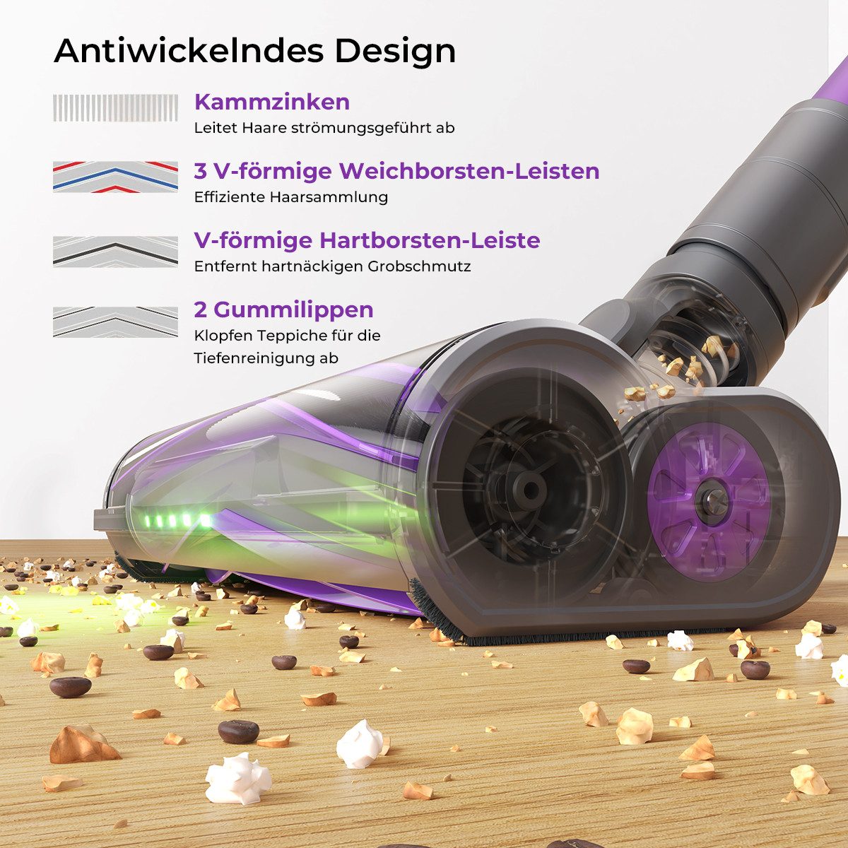 redroad Akku-Hand-und Stielstaubsauger 85000Pa Akku Staubsauger 650W/100Min/3,8L Staubsauger Kabellos, 650 W, mit Beutel, Ultraleiser, kabelloser Stabstaubsauger mit intelligentem Display