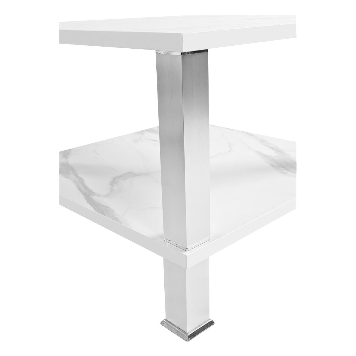 weiß Couchtisch 65x65cm Tisch), Höhe mit - cm Ablage | HOOZ Couchtisch (1 weiß Marmorweiß Marmoropt. 43