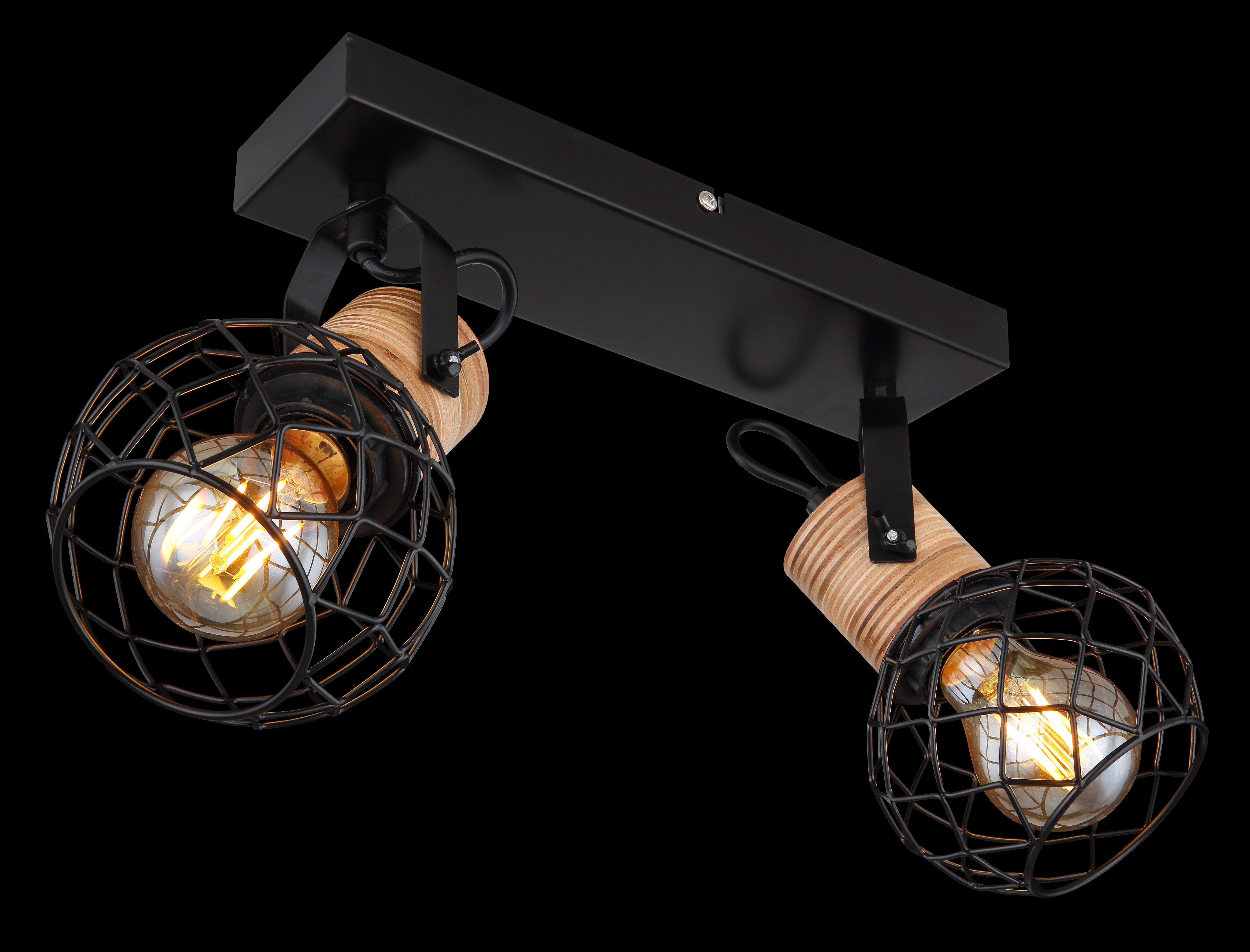 GLOBO LIGHTING Deckenstrahler LACKY, ohne Leuchtmittel, Deckenspot/schwarz/MDF braun/ Flur/Wohnzimmer/Schlafzimmer