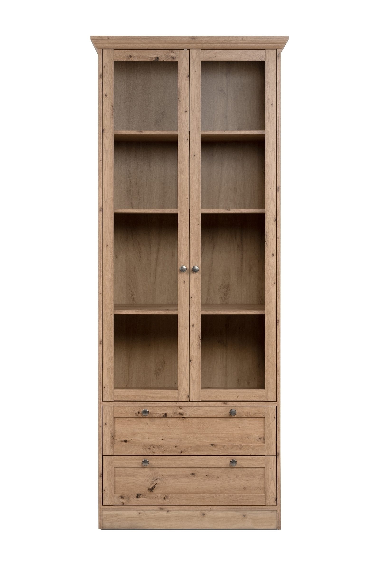 freiraum Vitrine Timber 2 Türen, 2 Schübe, 3 Böden, Artisan Eiche Dekor - 80x200x45cm (BxHxT)
