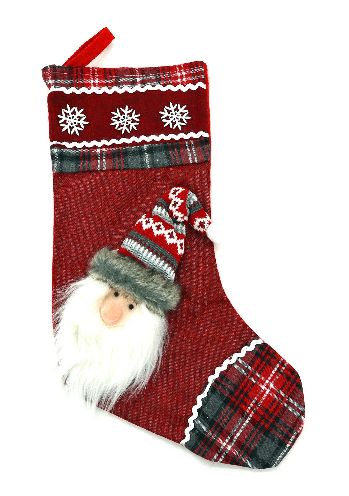 heimtexland Nikolausstiefel Nikolausstiefel Deko Geschenk Nikolaus Beutel Weihnachten Strumpf (Typ481, 1 St., Typ481), zum Befüllen I Weihnachtsmann Applikation I 45 cm zum Hängen