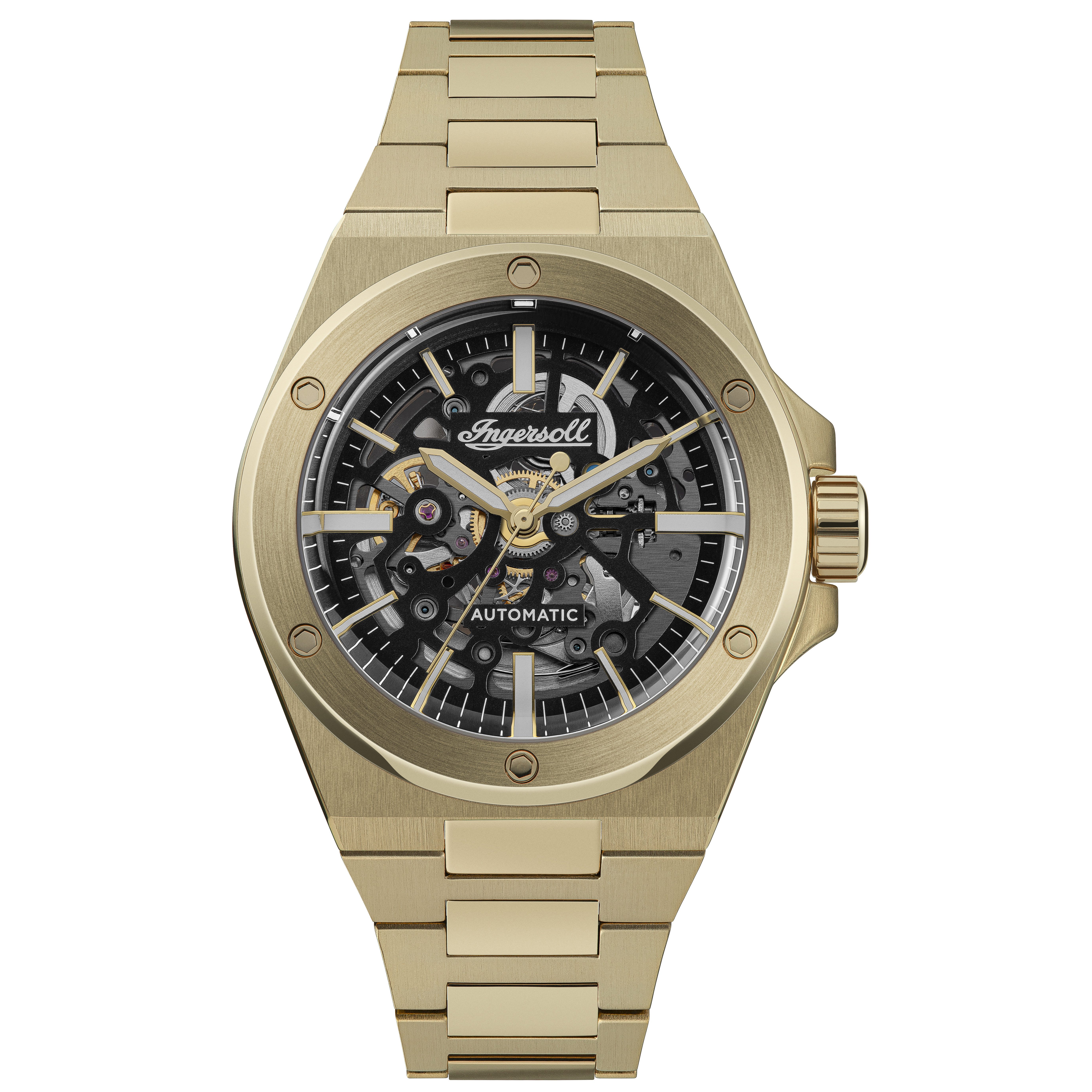 Ingersoll Automatikuhr The Baller I15001, Armbanduhr, Herrenuhr, Mechanische Uhr, Edelstahlarmband, analog