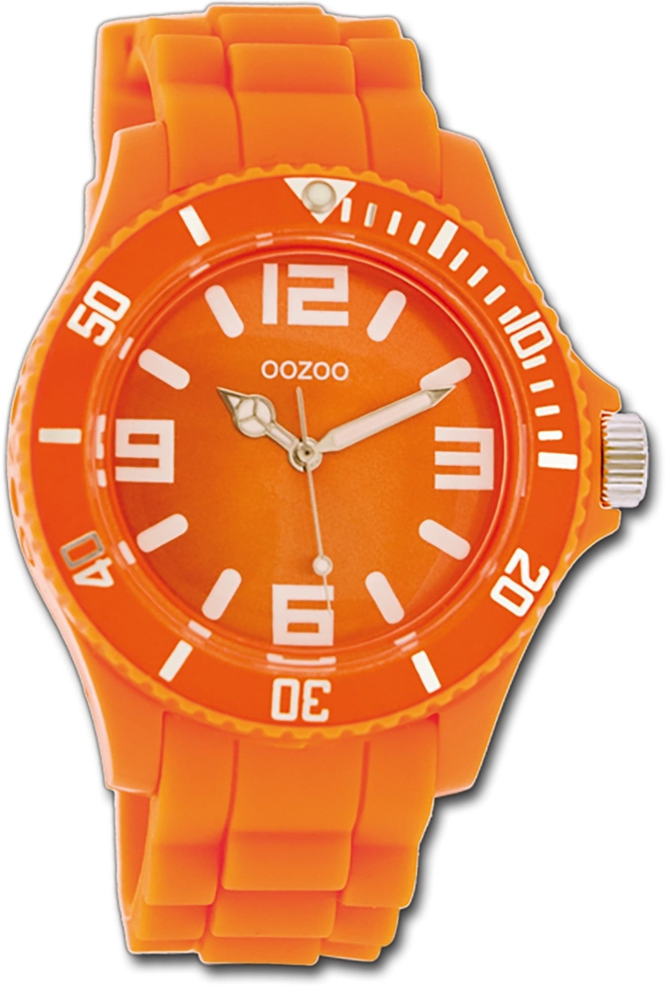 OOZOO Quarzuhr Oozoo Unisex Armbanduhr Vintage Series, (Analoguhr), Damen, Herrenuhr Silikonarmband orange, rundes Gehäuse, groß (ca 43mm)