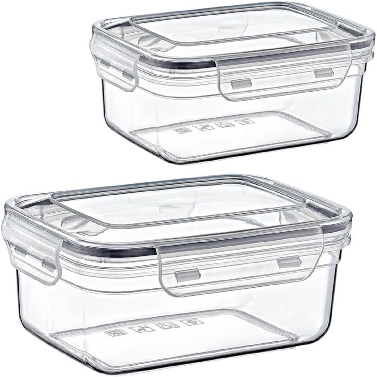 Livinja Frischhaltedose 2er Set 1,4l, Luftdicht mit Clickverschluss auslaufsicher, Kunststoff, Банки для хранения Transparent Ideal für Lebensmittelaufbewahrung