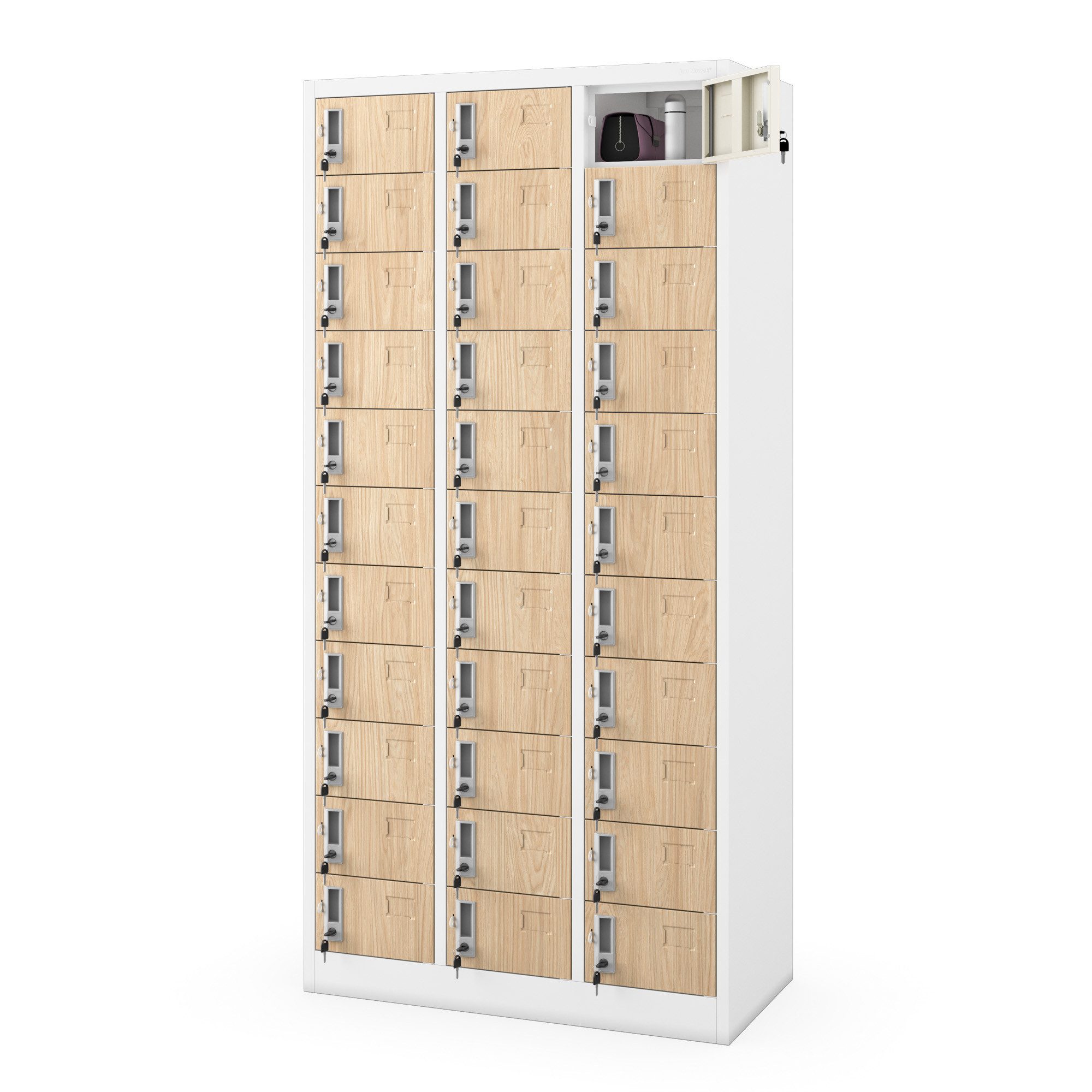 Jan Nowak Mehrzweckschrank Metall Wertfachschrank OLIVER 90 cm 33 Fächer abschließbar (0,6 mm 185 x 90 x 45 cm Lüftungsschlitze Wandmontage PZH) Depotschrank Schließfachschrank Schloss je Fach 185 cm hoch