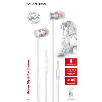 Vivanco Smartphone-Headset (Exzellenter Sound, verfügt über ein Gehäuse in edlem Metallic-Des)