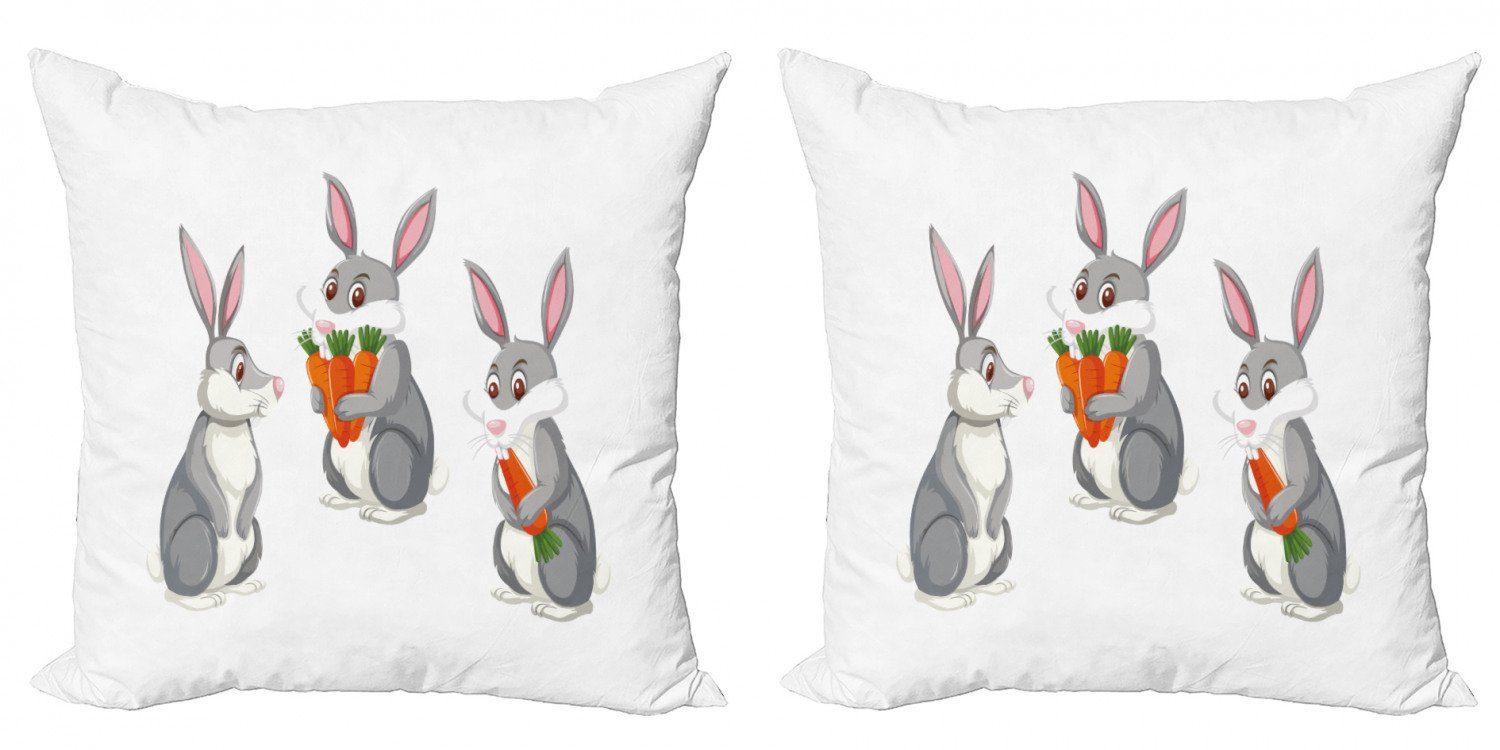 Accent Stück), Digitaldruck, Kissenbezüge Kaninchen-Karikatur Osterhase Doppelseitiger Lustige Abakuhaus (2 Modern