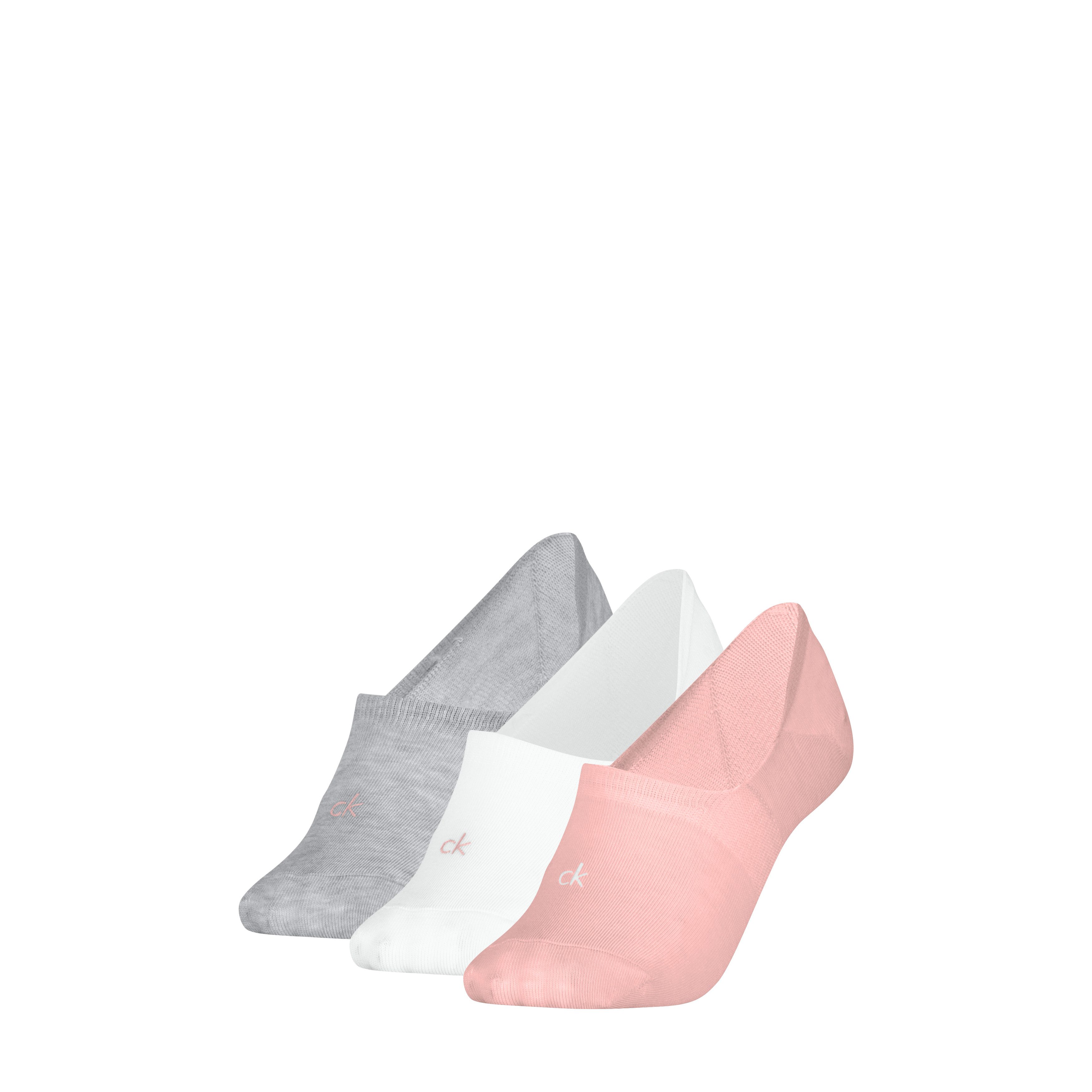 Calvin Klein Füßlinge CK WOMEN FOOTIE MC (3 Paar) Antirutsch Noppen im Fersenbereich, Cotton-Mix, elastisch