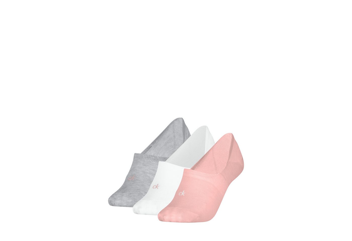 Calvin Klein Füßlinge CK WOMEN FOOTIE MC (3 Paar) Antirutsch Noppen im Fersenbereich, Cotton-Mix, elastisch