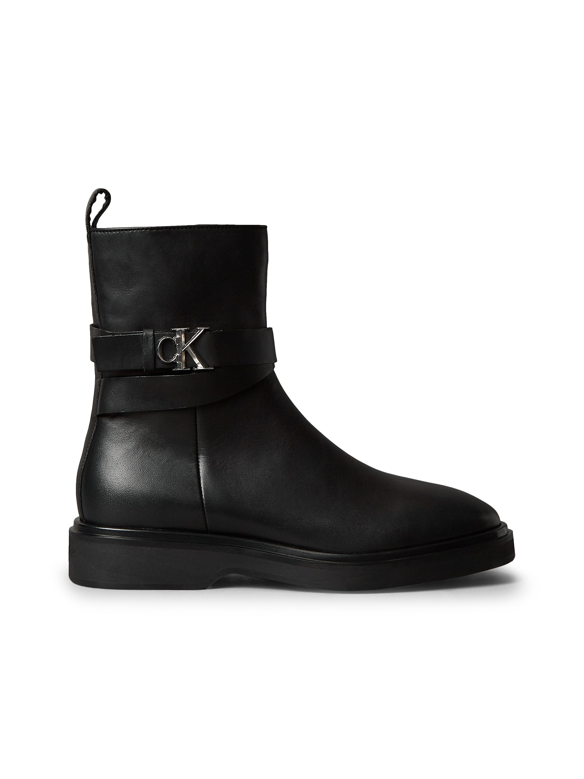 Calvin Klein ANKLE BOOT W/ METAL LOGO Stiefelette Boots, Klassik-Stiefelette, Blockabsatz, mit Anziehlasche